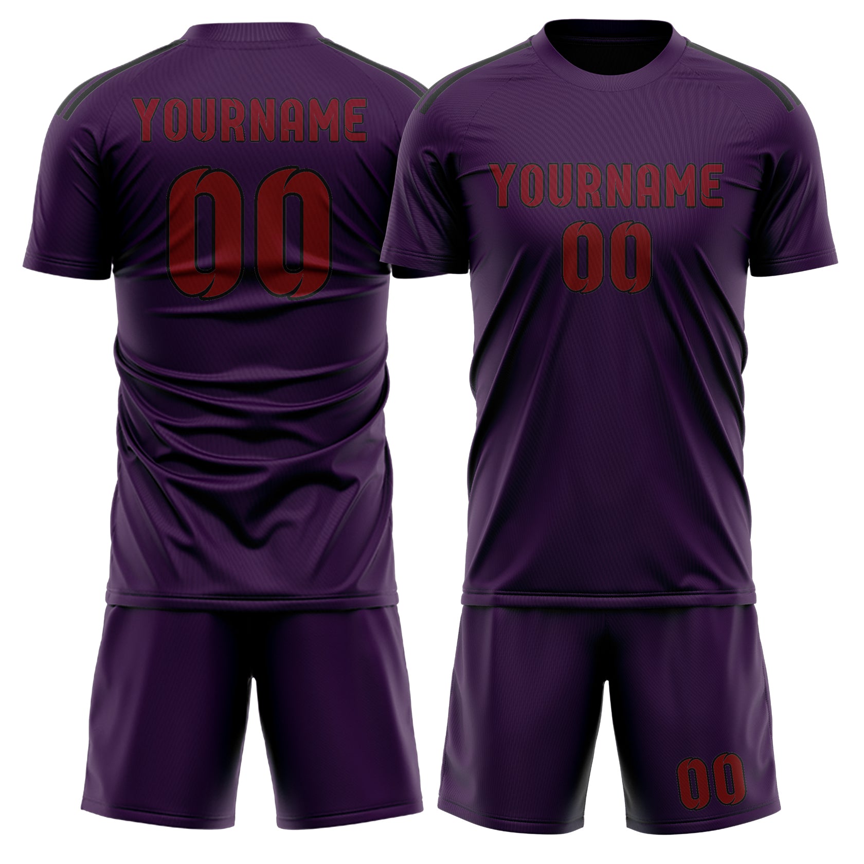 Maßgeschneidertes Professionelles Lila Karmesinrot Fußballtrikot-Set