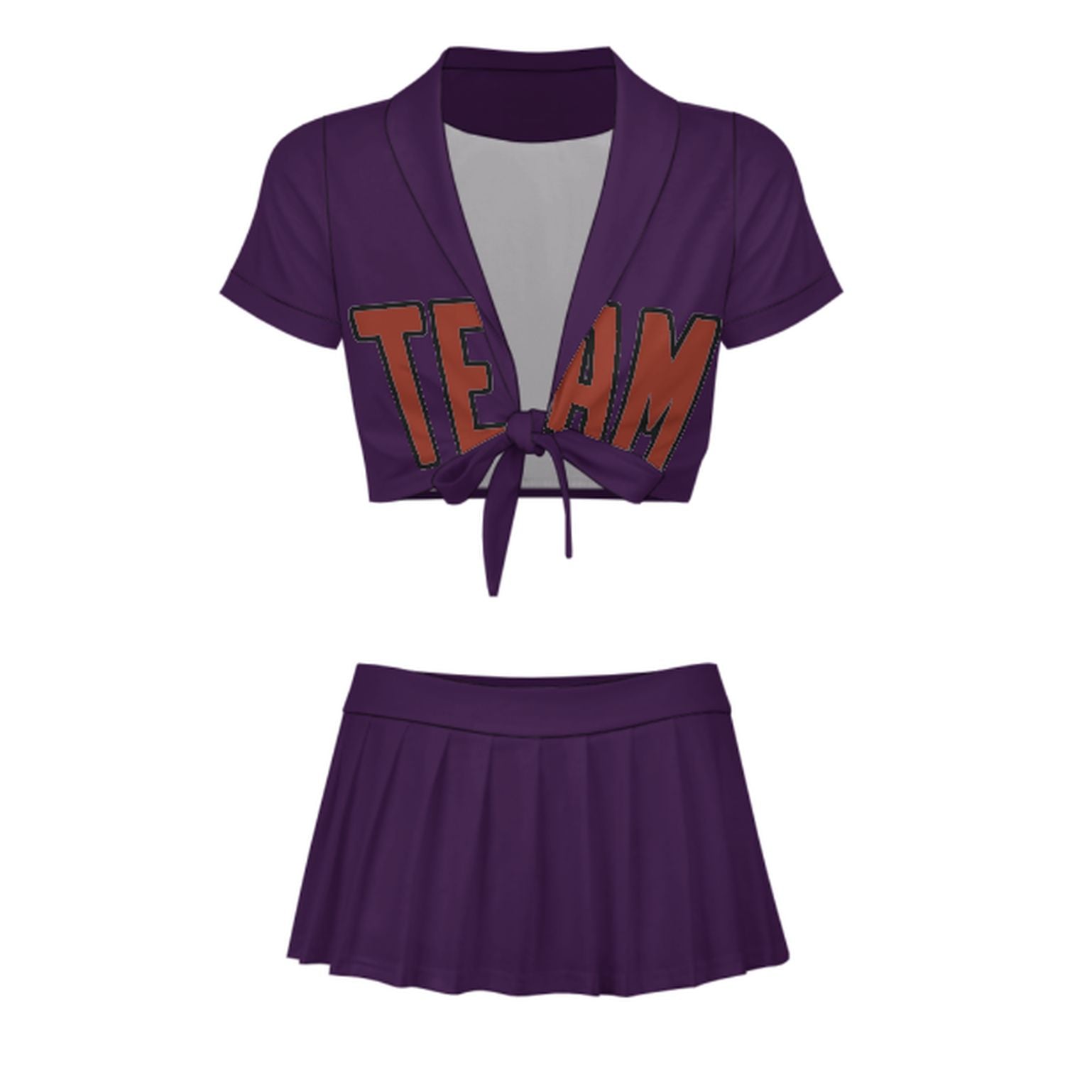Maßgeschneidertes Lila Korallenrot Cheerleader Outfit Set