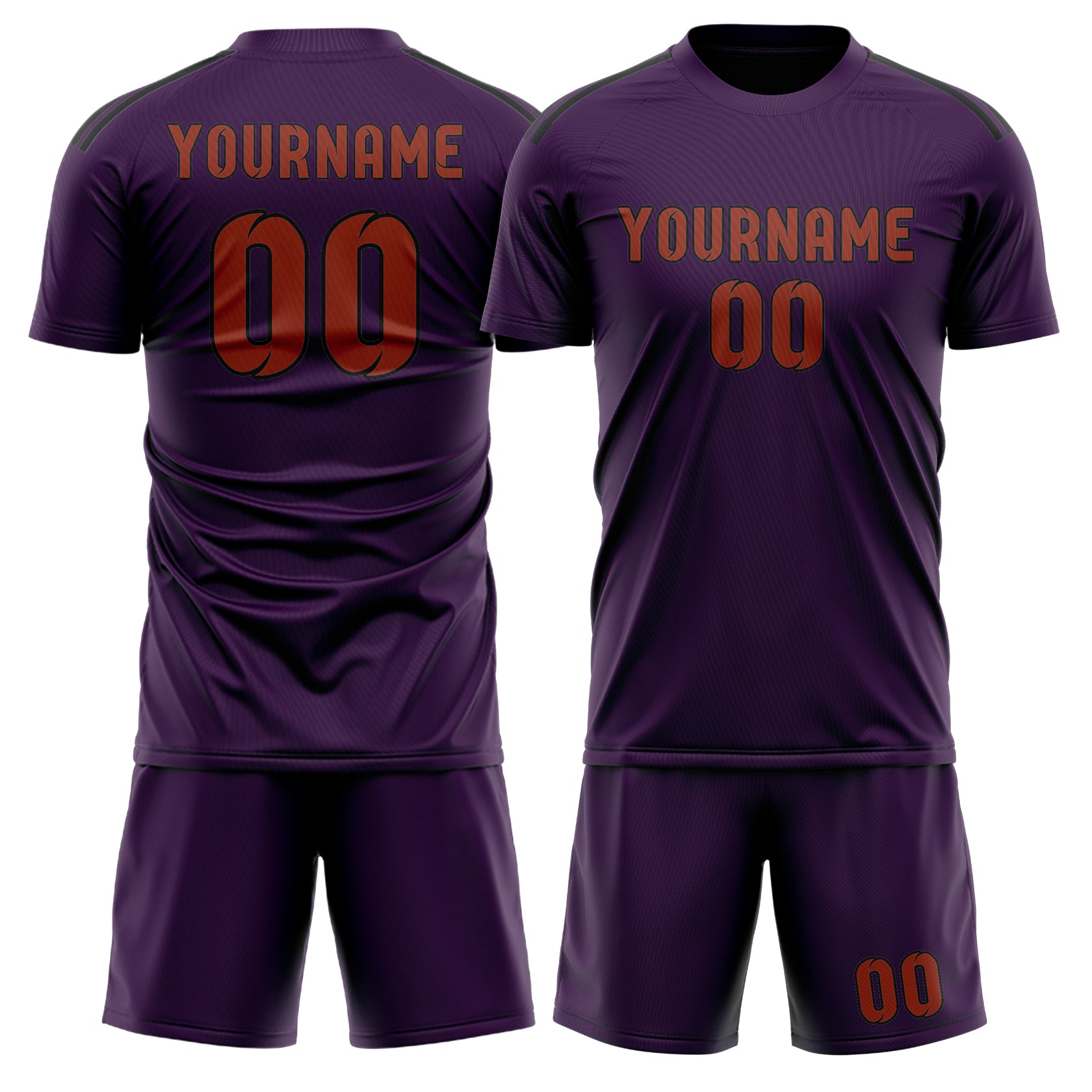 Maßgeschneidertes Professionelles Lila Korallenrot Fußballtrikot-Set