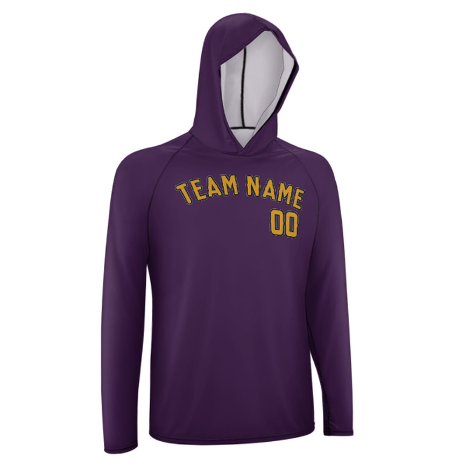 Prilagođeni ljubičasta žuta UV-Hoodie