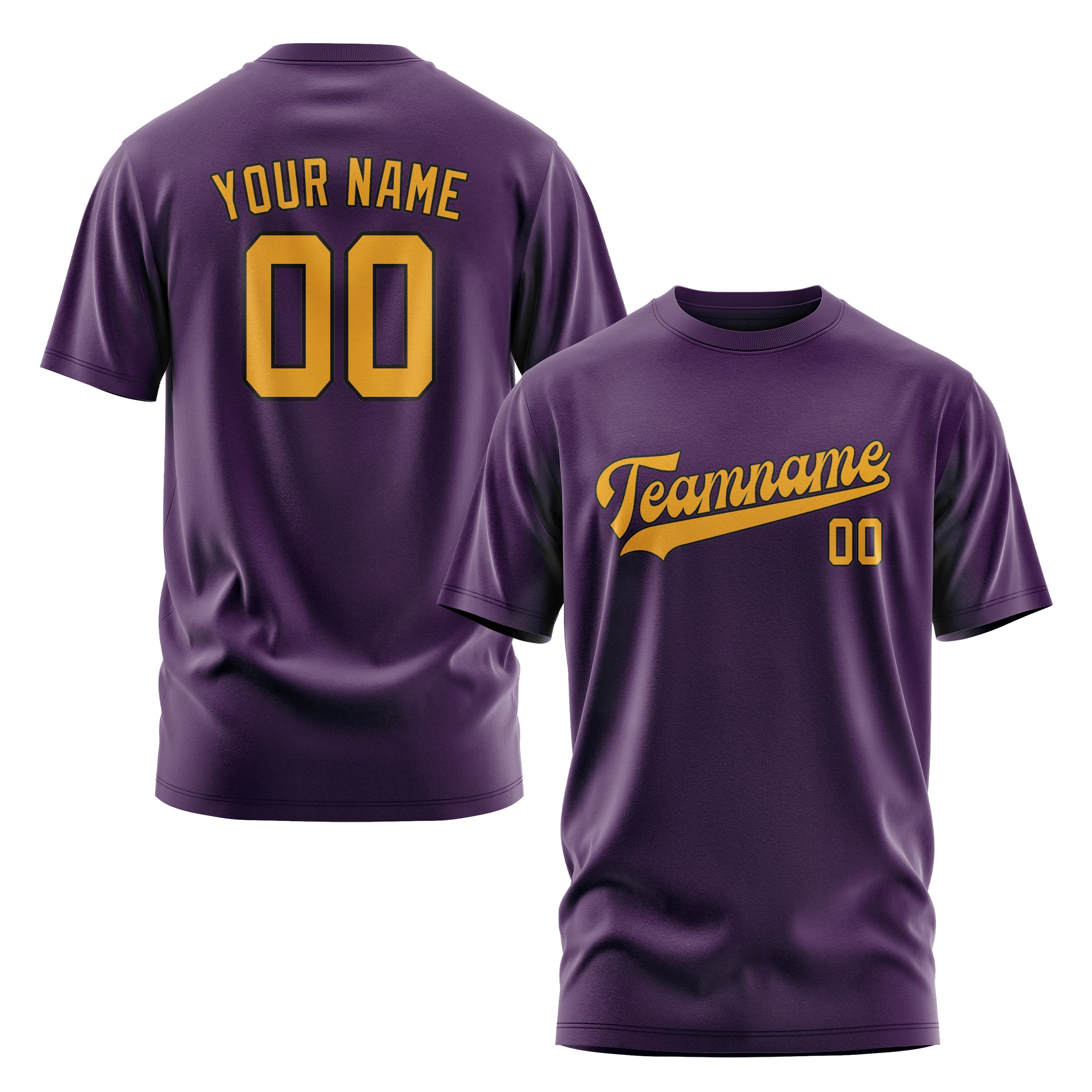 Maßgeschneidertes Lila Gelb T-Shirt