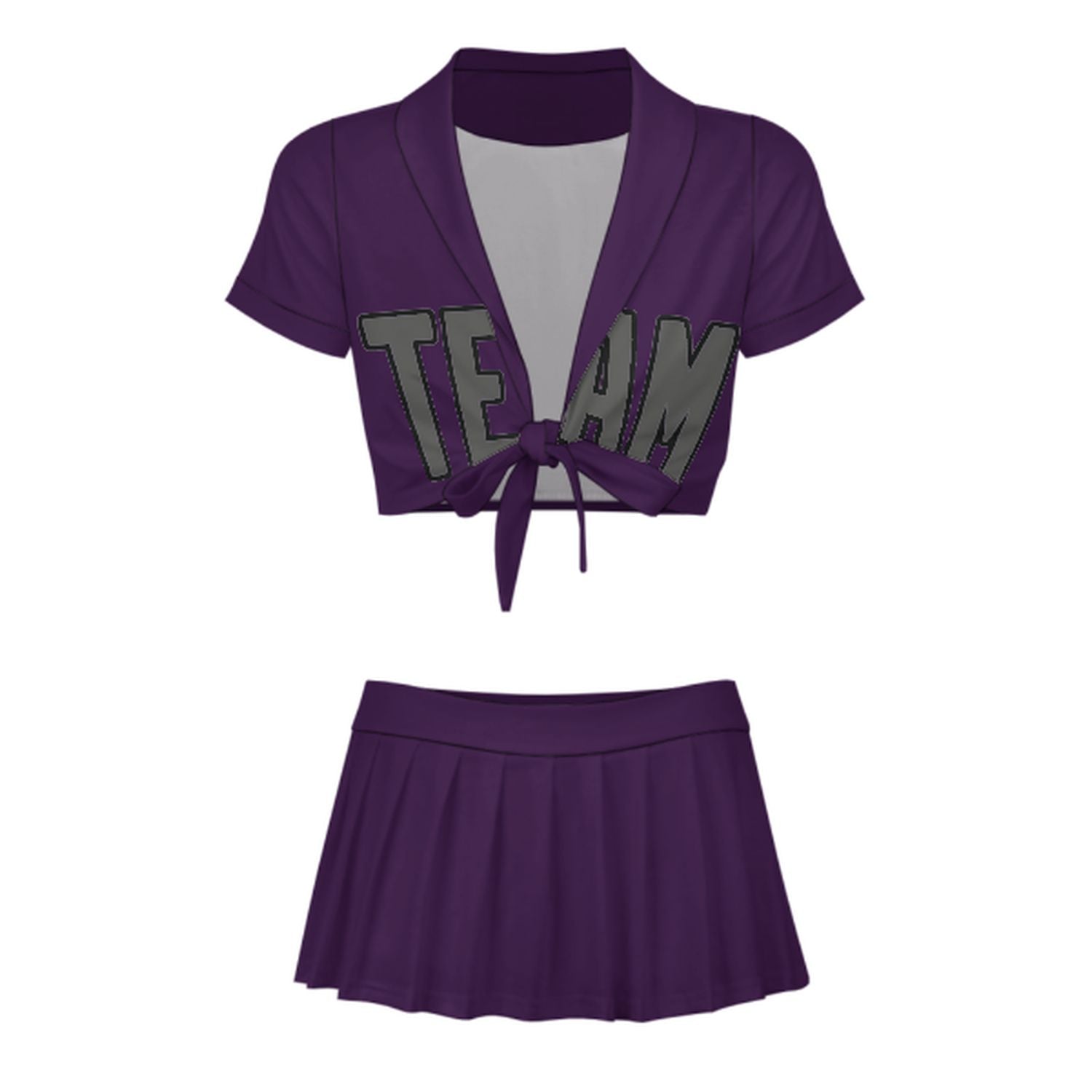 Maßgeschneidertes Lila Dunkelgrau Cheerleader Outfit Set