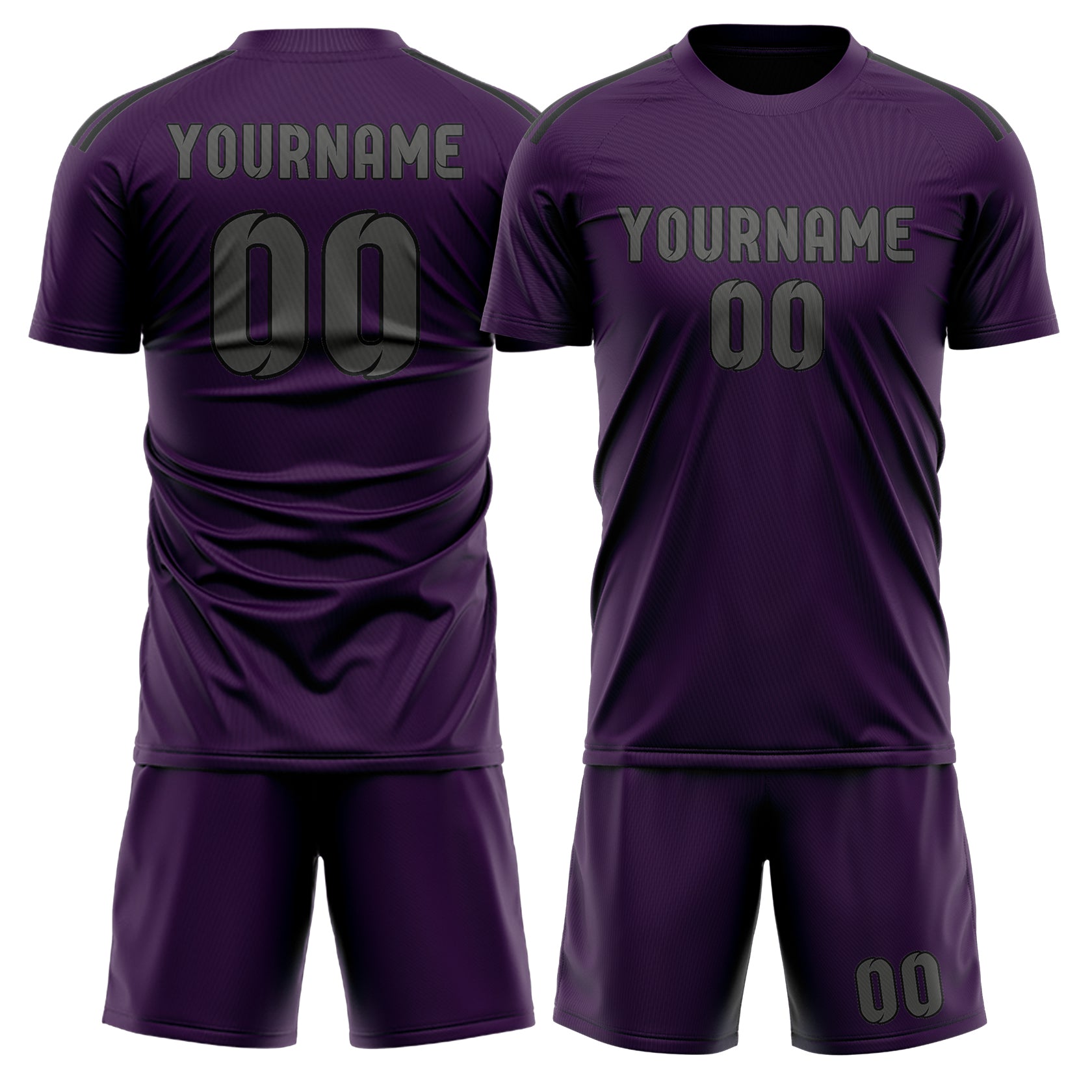 Maßgeschneidertes Professionelles Lila Dunkelgrau Fußballtrikot-Set