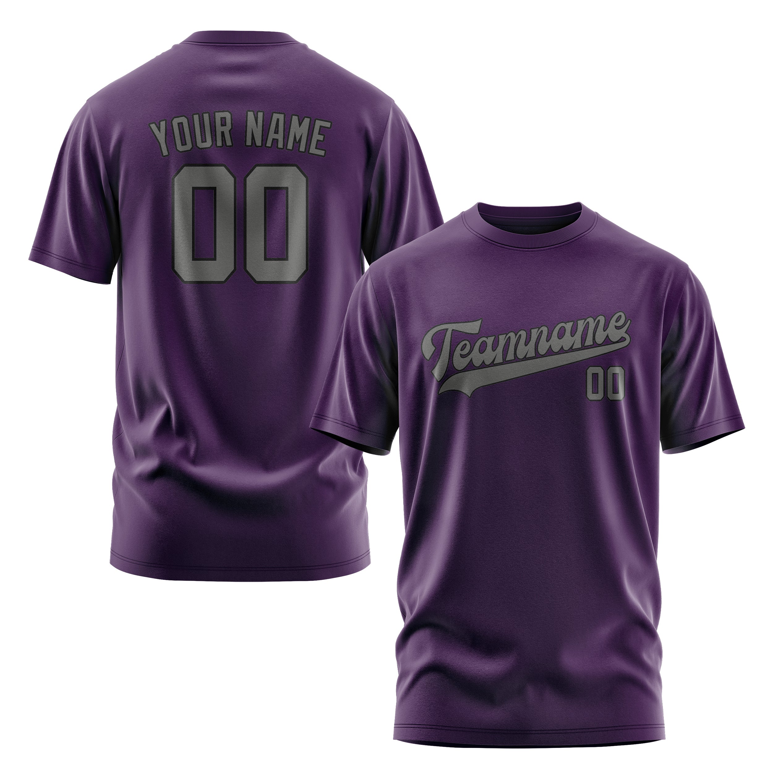 Maßgeschneidertes Lila Dunkelgrau T-Shirt