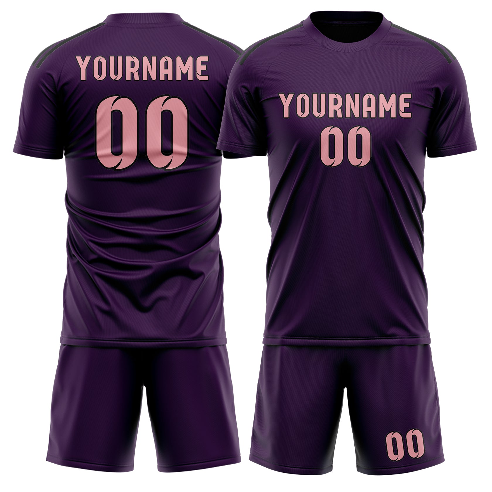 Maßgeschneidertes Professionelles Lila Rosa Fußballtrikot-Set