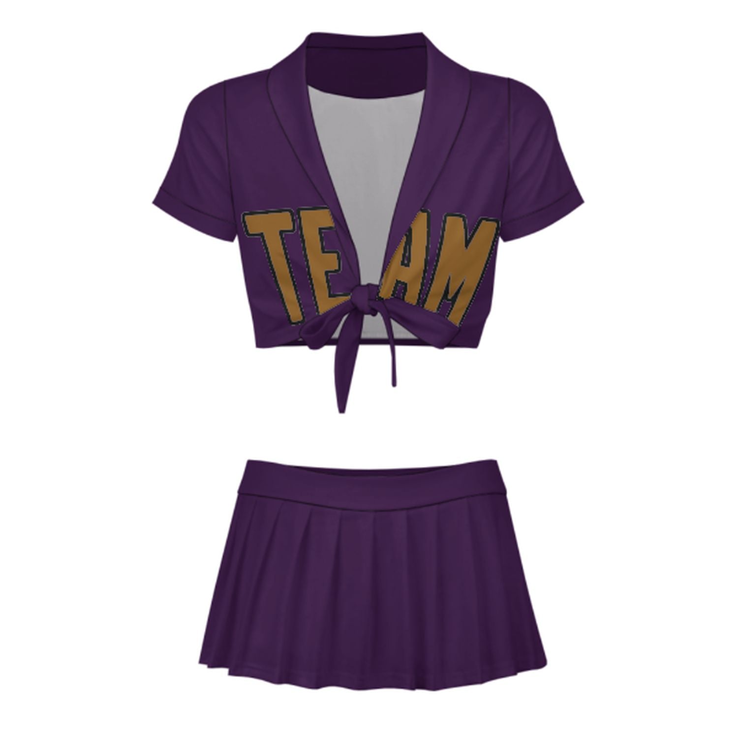 Maßgeschneidertes Lila Khaki Cheerleader Outfit Set