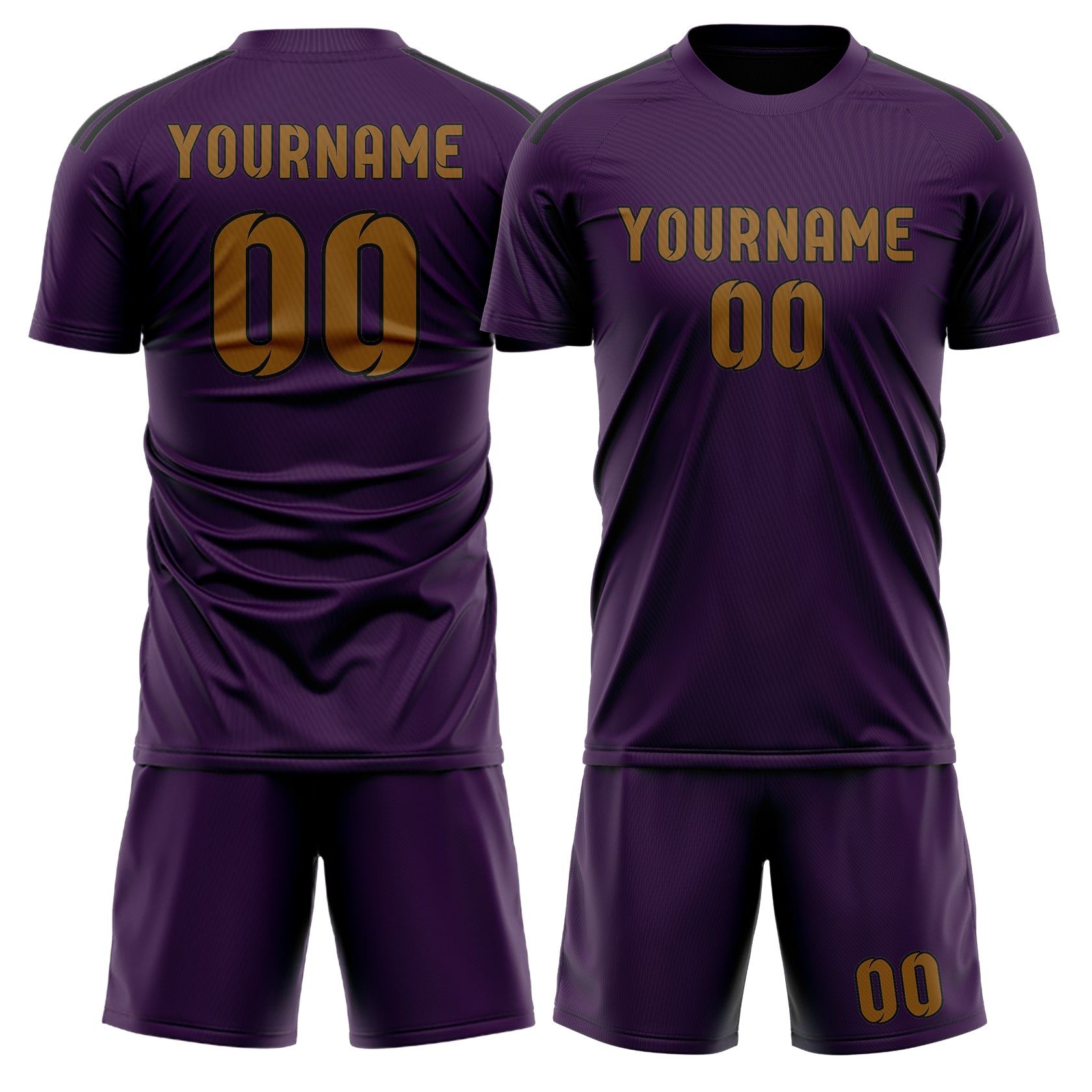 Maßgeschneidertes Professionelles Lila Khaki Fußballtrikot-Set