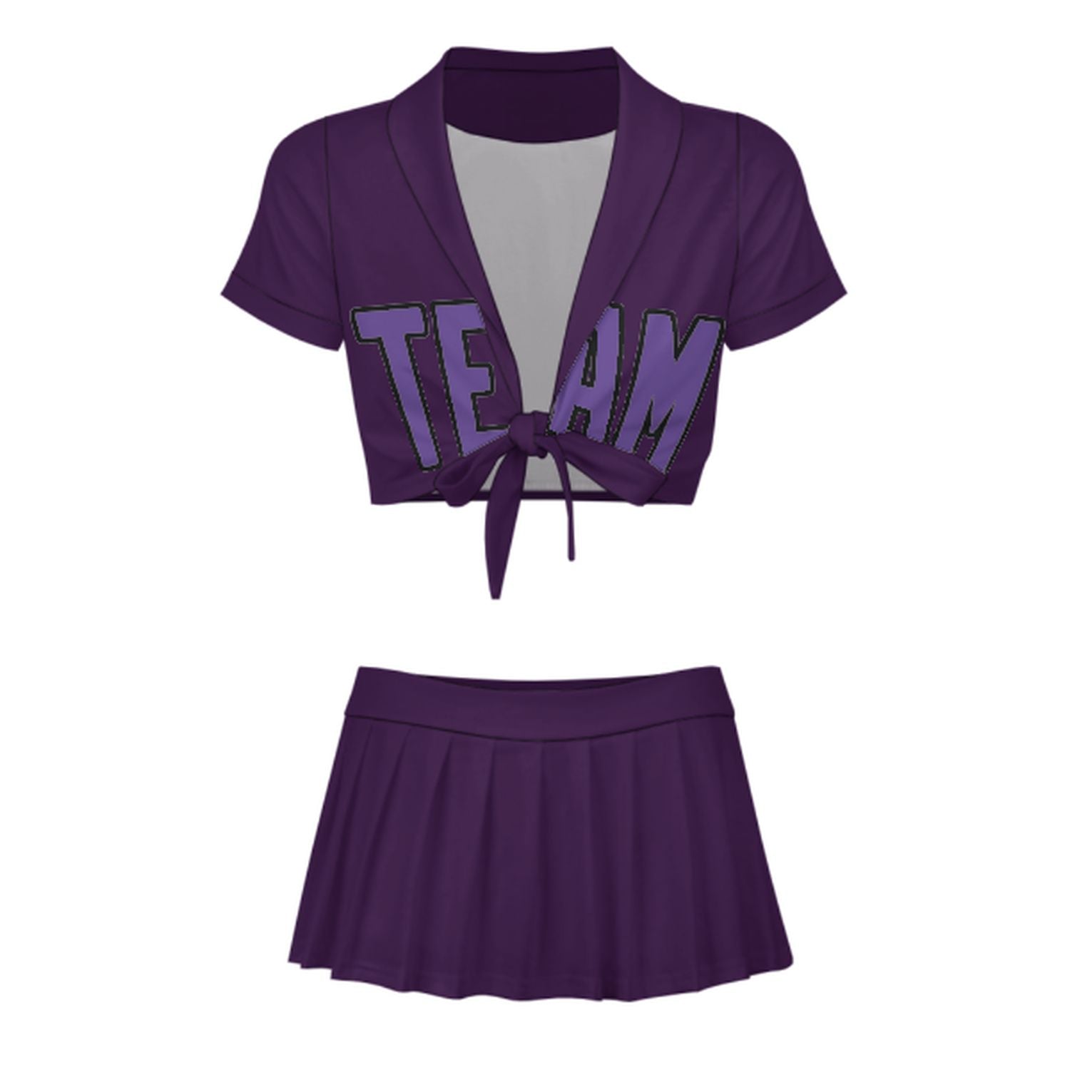 Maßgeschneidertes Lila Lavendel Cheerleader Outfit Set