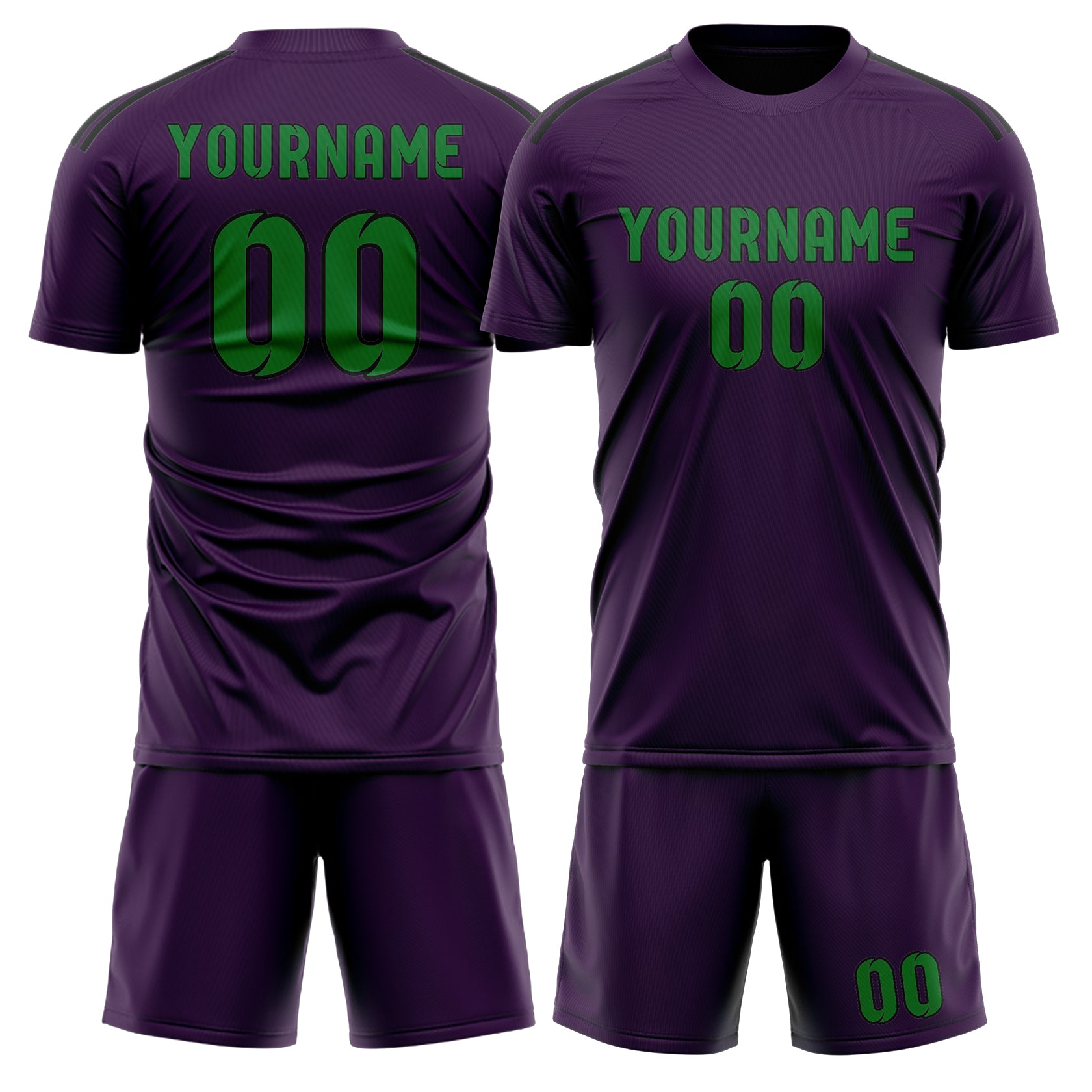 Maßgeschneidertes Professionelles Lila Smaragdgrün Fußballtrikot-Set