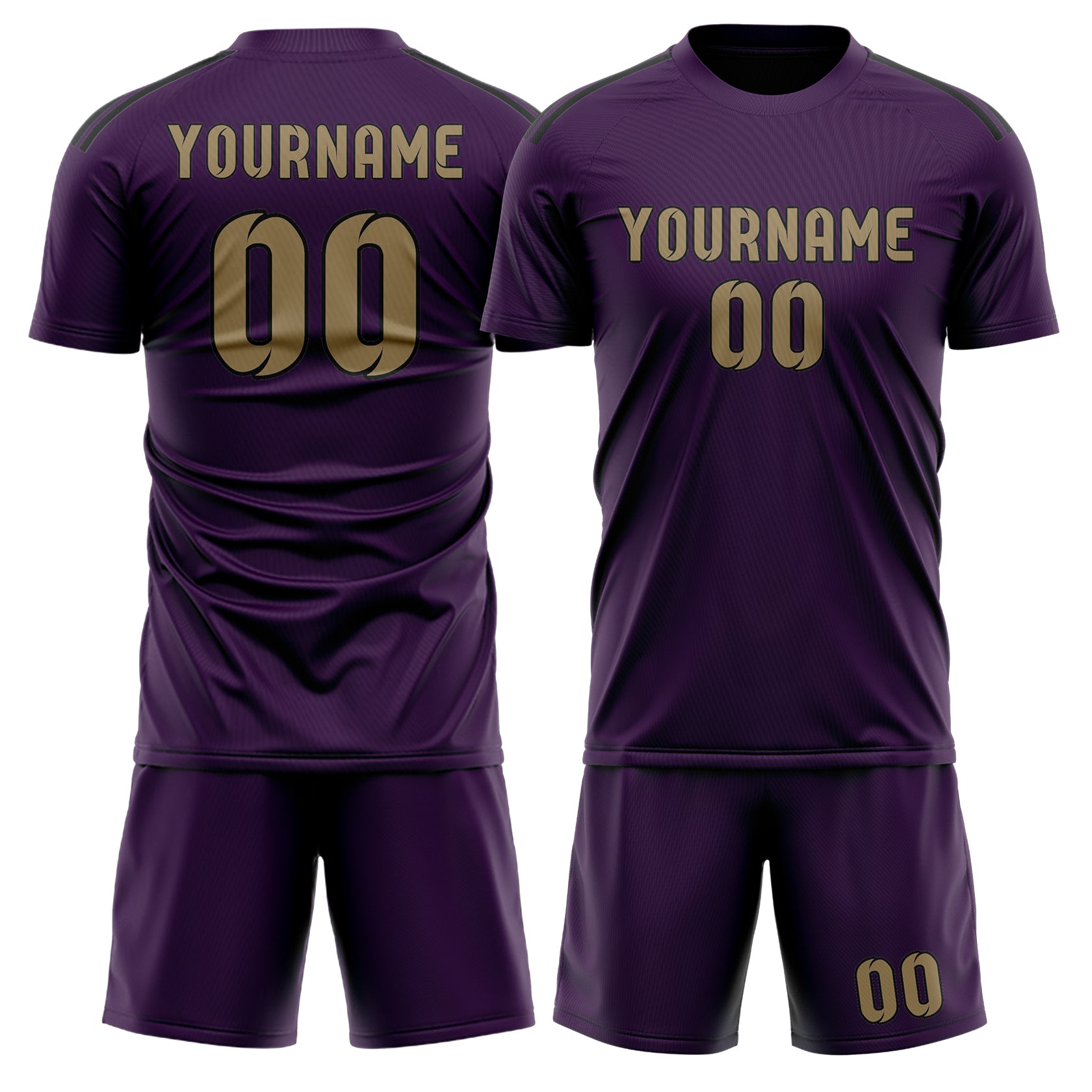 Maßgeschneidertes Professionelles Lila Hellkhaki Fußballtrikot-Set