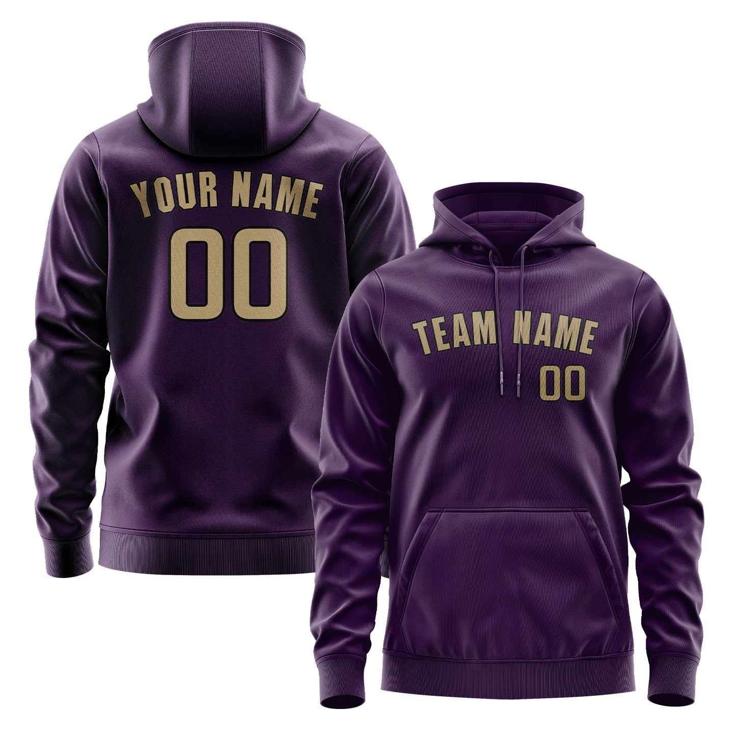 Maßgeschneidertes Lila Hellkhaki Hoodie
