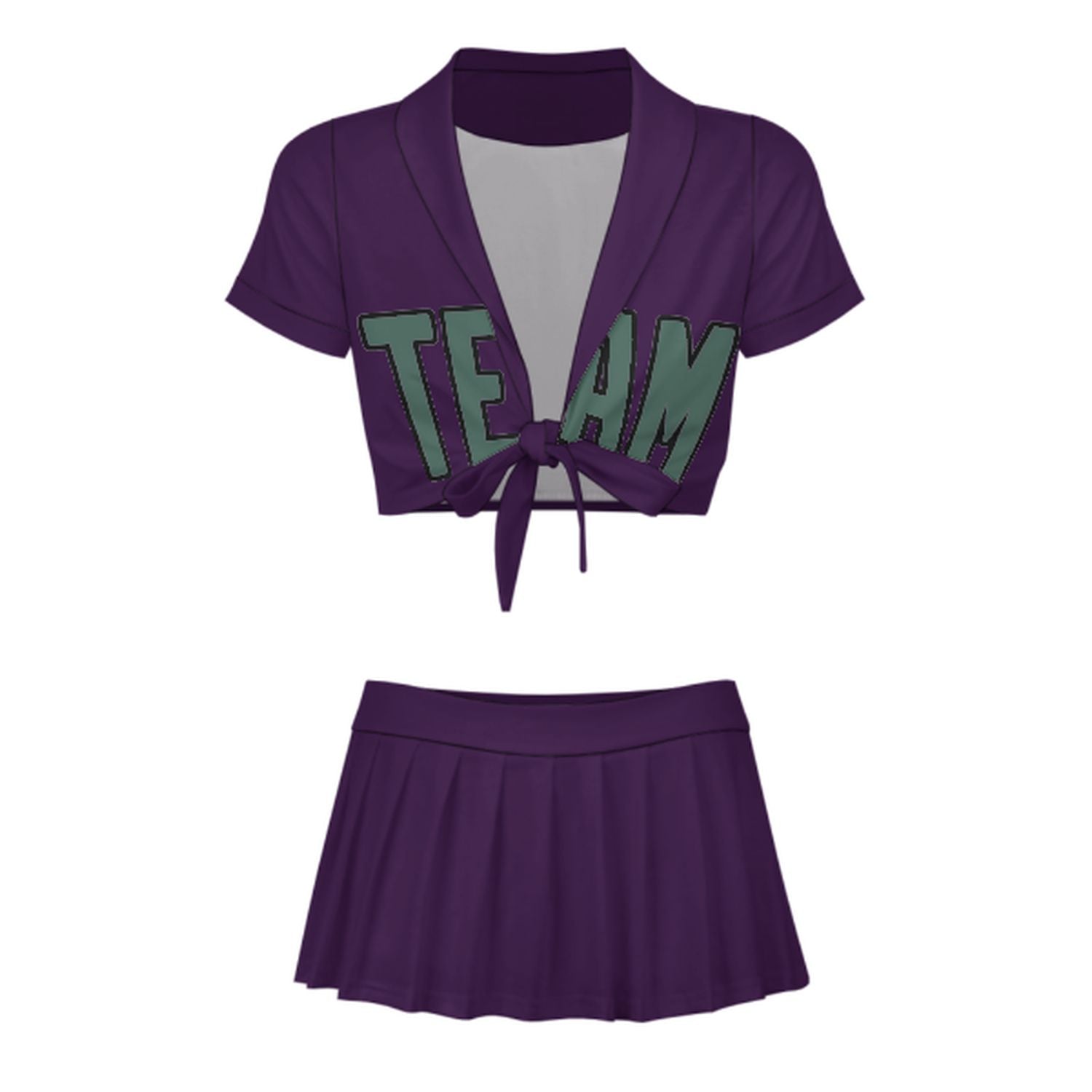 Maßgeschneidertes Lila Blaugrün Cheerleader Outfit Set