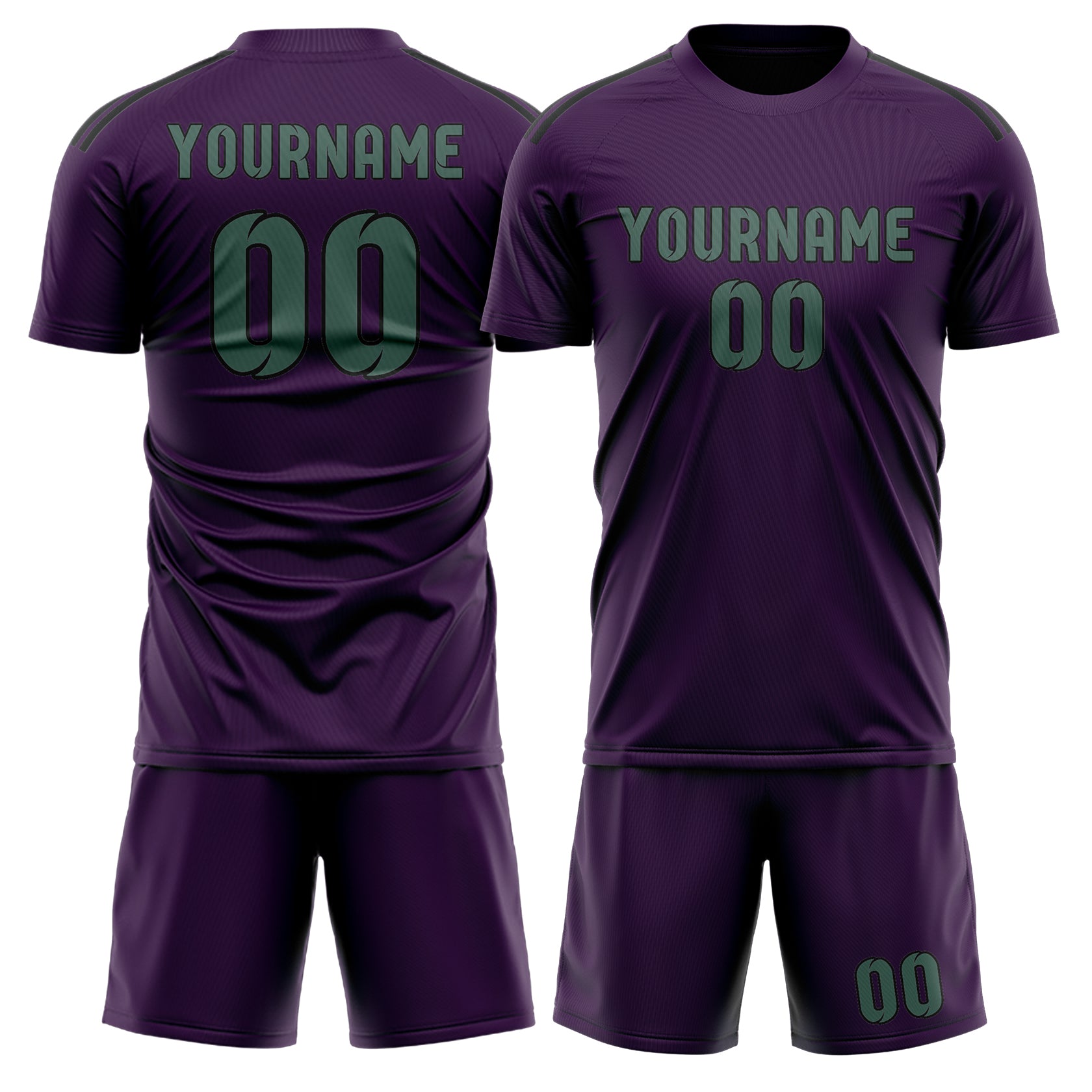 Maßgeschneidertes Professionelles Lila Blaugrün Fußballtrikot-Set