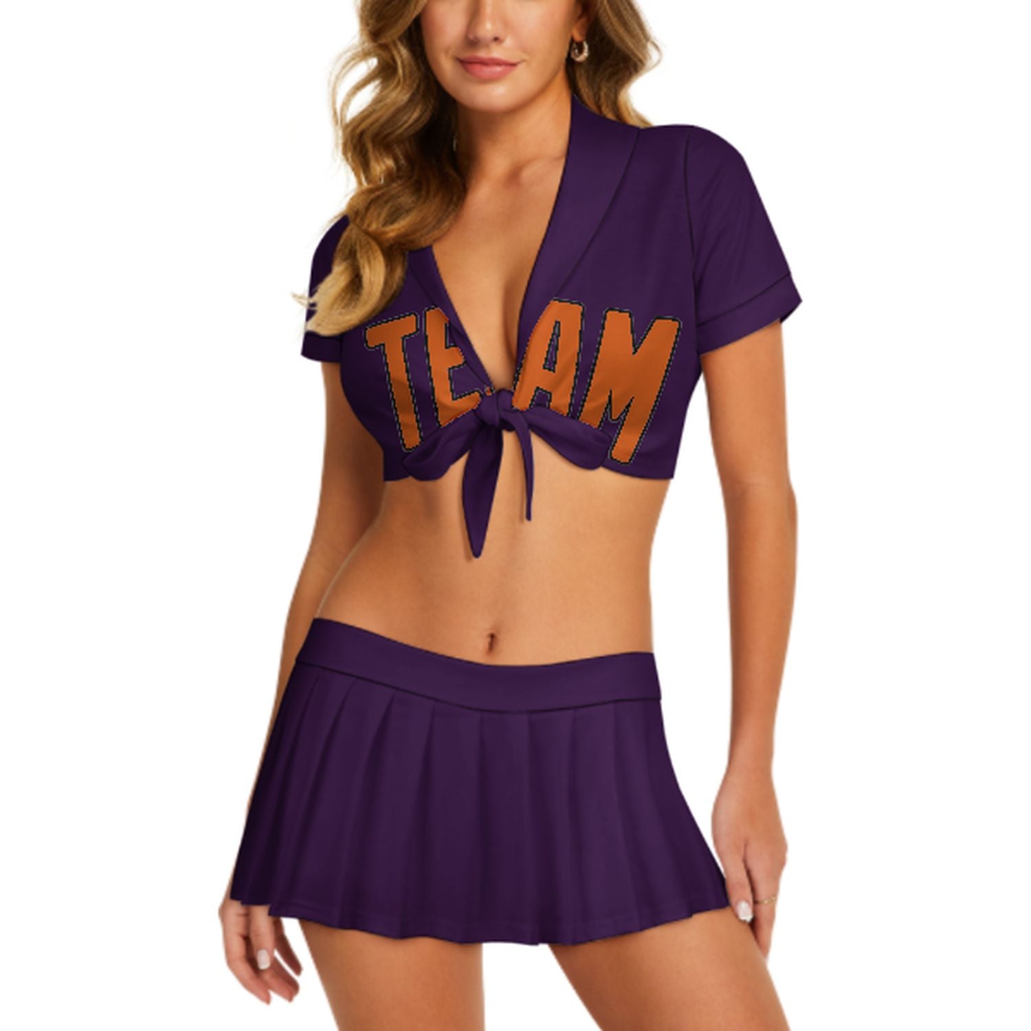Maßgeschneidertes Lila Orange Cheerleader Outfit Set