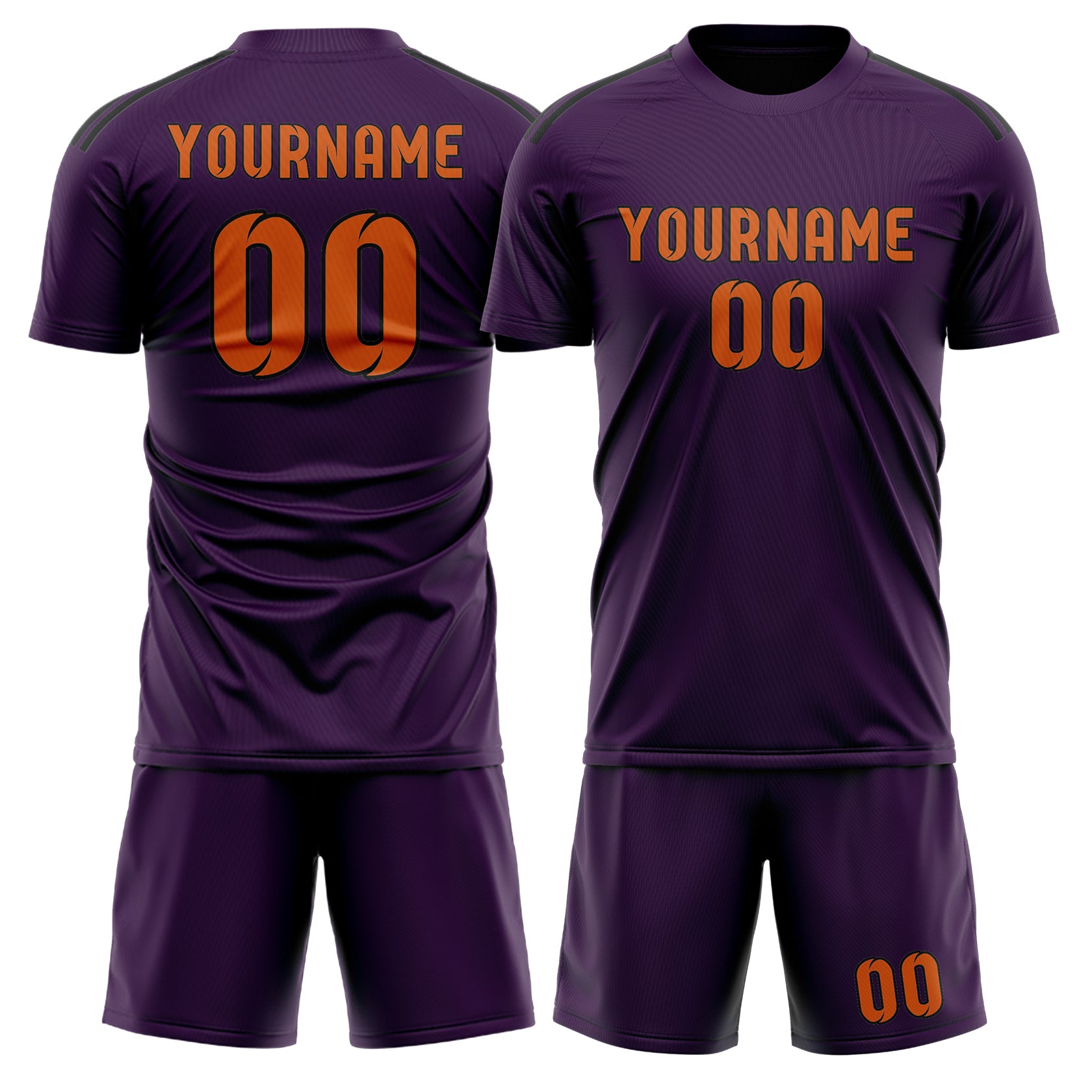 Maßgeschneidertes Professionelles Lila Orange Fußballtrikot-Set