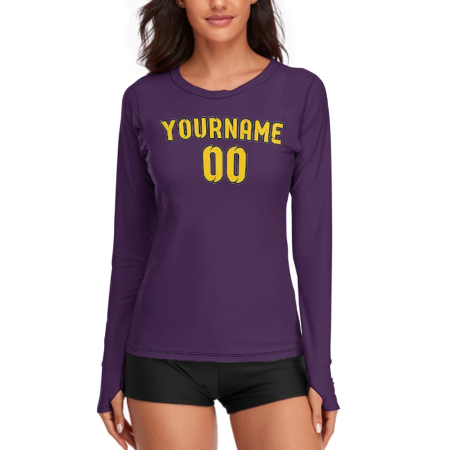 Maßgeschneidertes Lila Gold Damen Langarmshirt