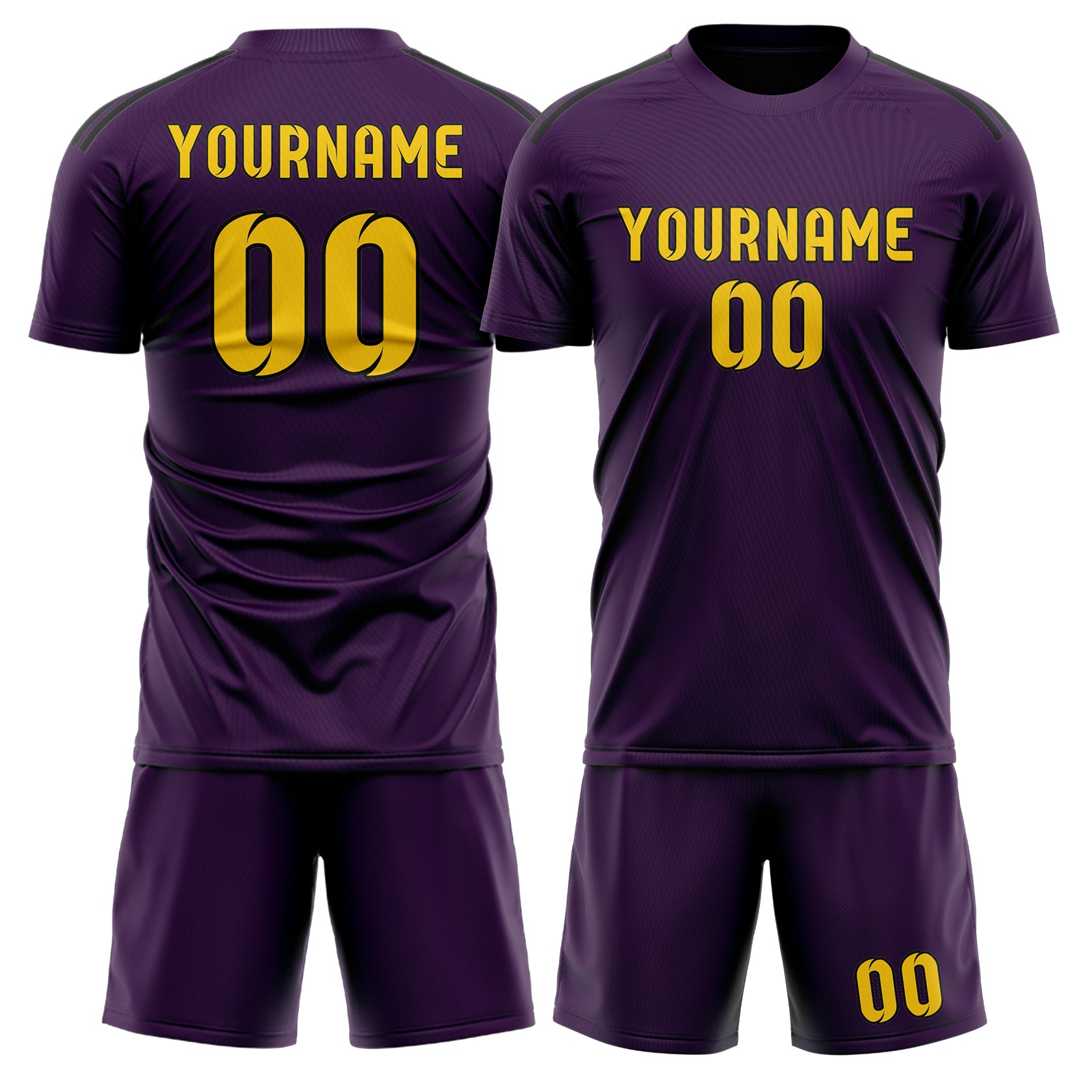 Maßgeschneidertes Professionelles Lila Gold Fußballtrikot-Set