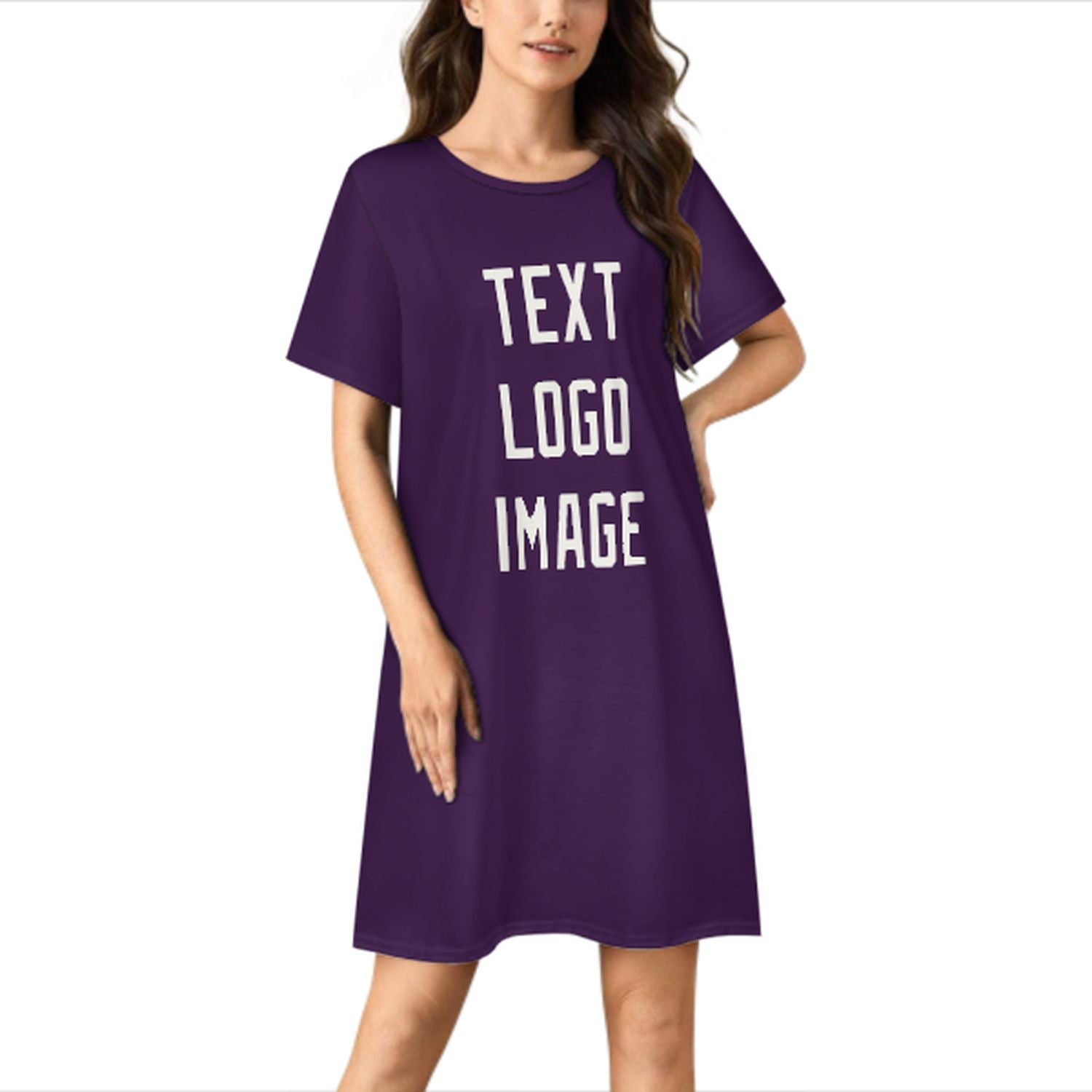 Camicia da notte viola bianca su misura