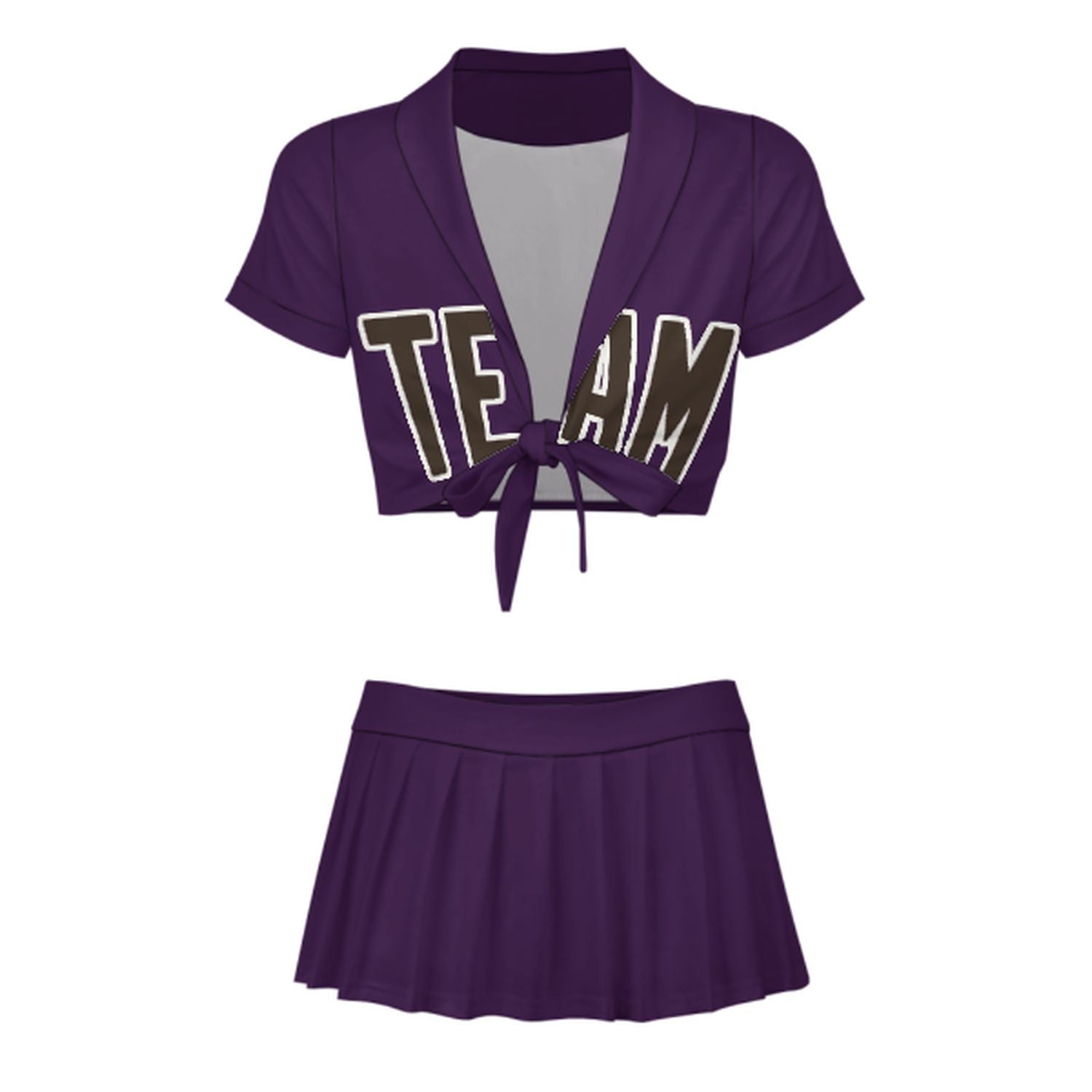 Maßgeschneidertes Lila Braun Cheerleader Outfit Set