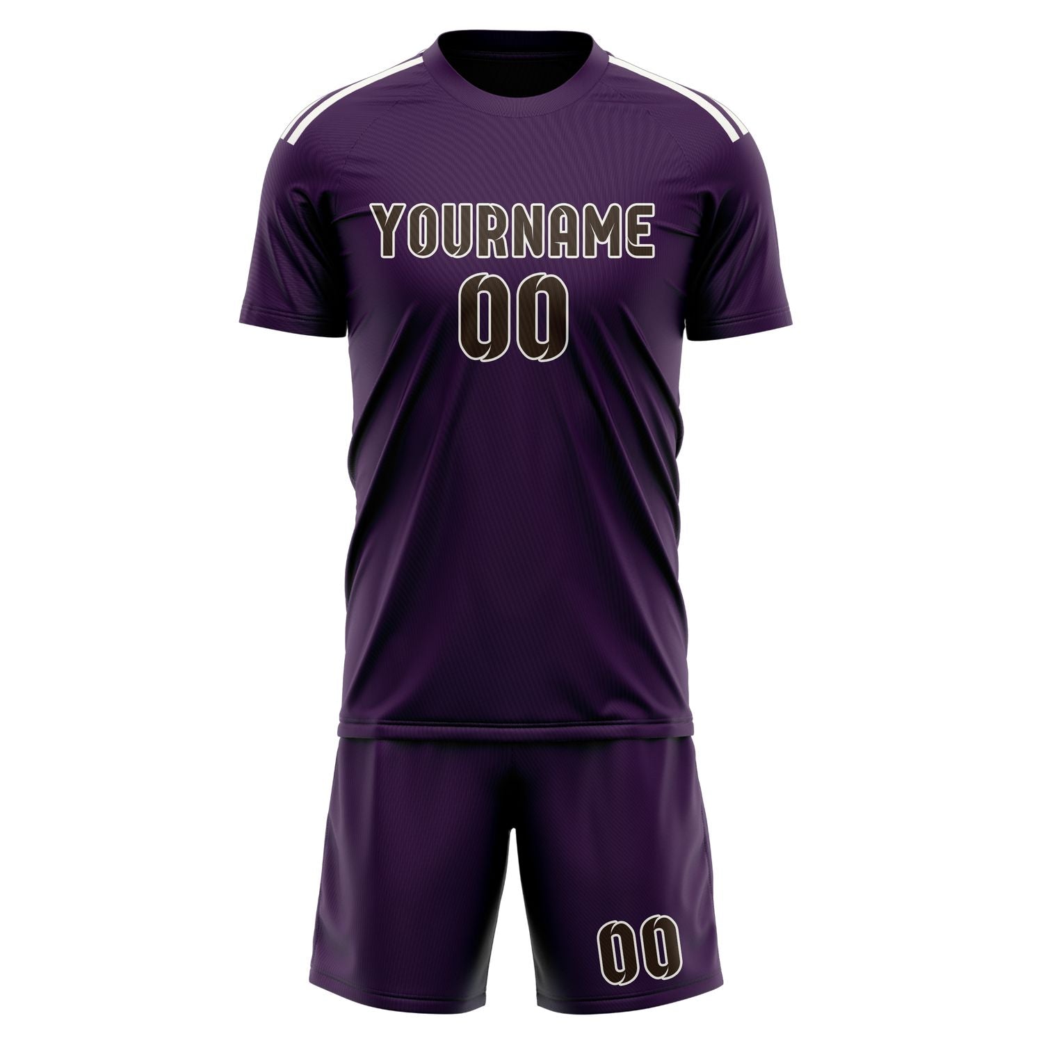 Maßgeschneidertes Professionelles Lila Braun Fußballtrikot-Set