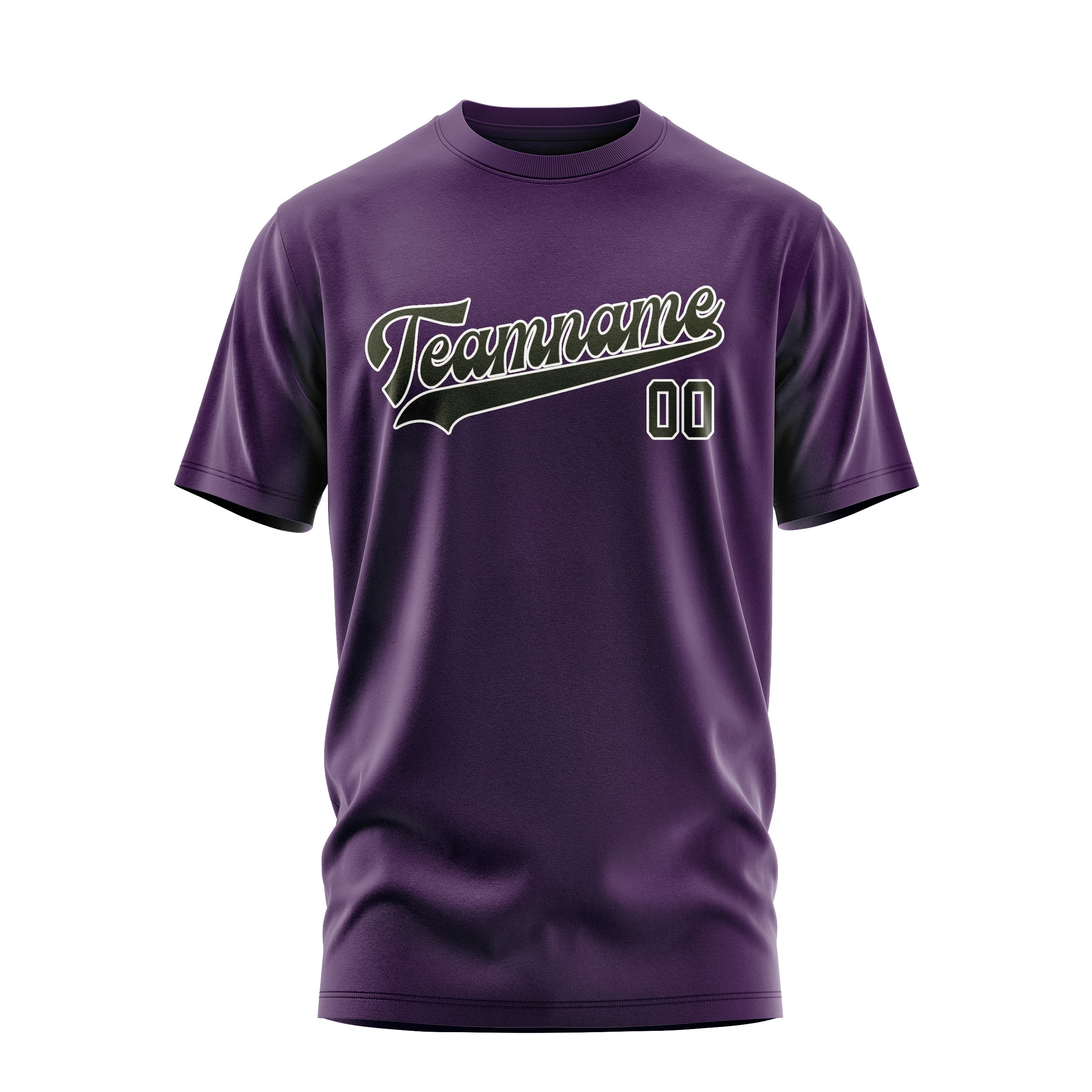 Maßgeschneidertes Lila Dunkles Oliv T-Shirt
