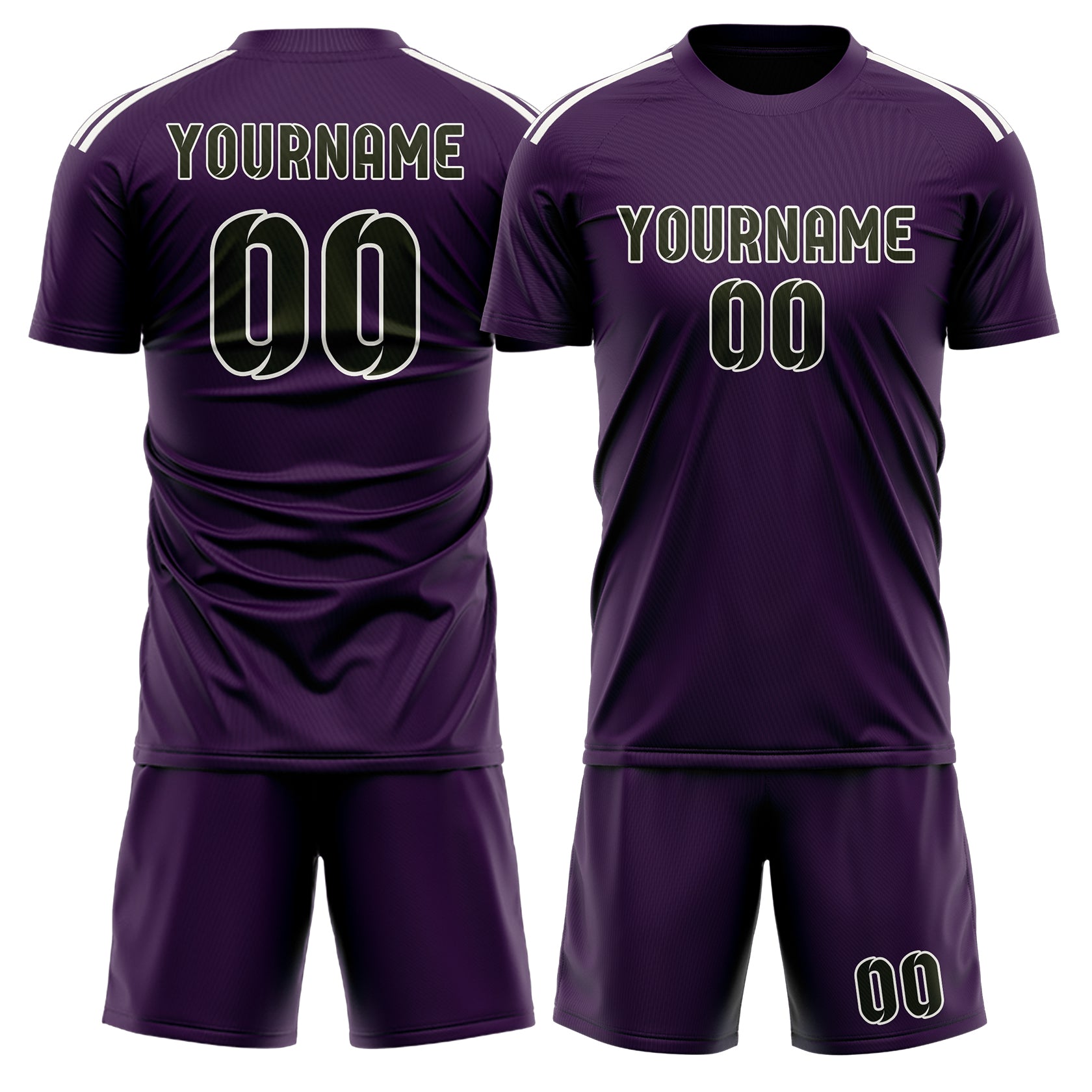 Maßgeschneidertes Professionelles Lila Dunkles Oliv Fußballtrikot-Set