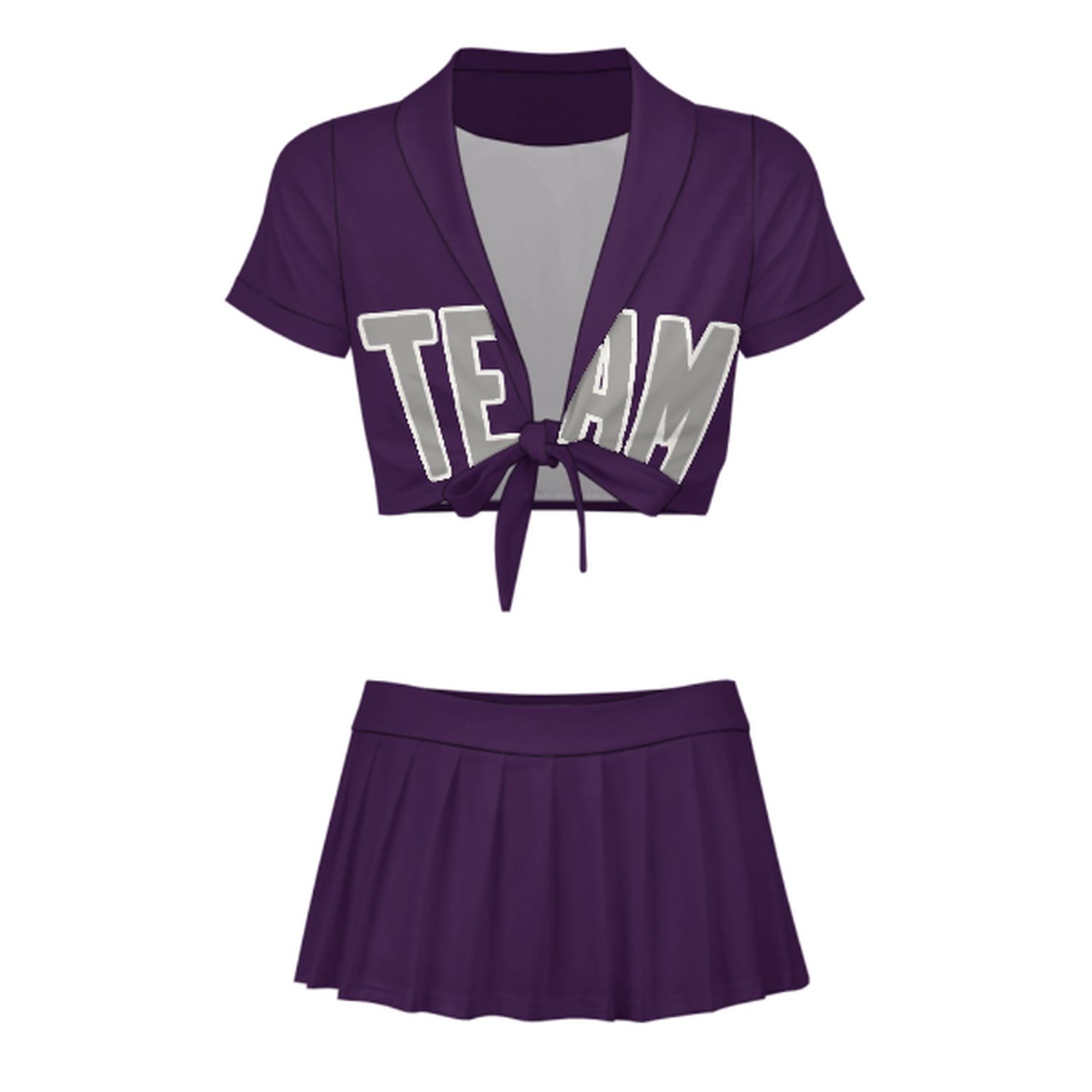 Maßgeschneidertes Lila Grau Cheerleader Outfit Set
