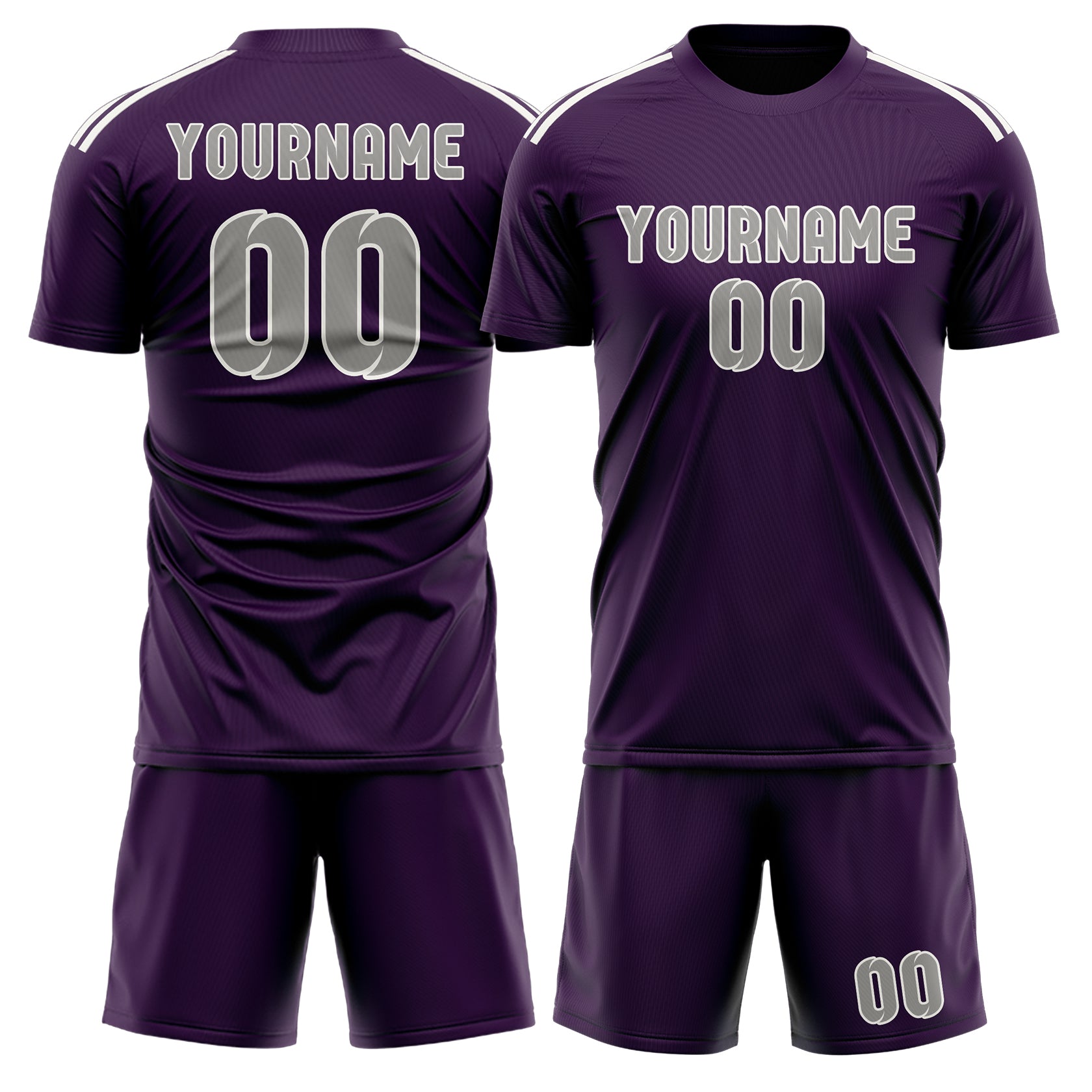 Maßgeschneidertes Professionelles Lila Grau Fußballtrikot-Set