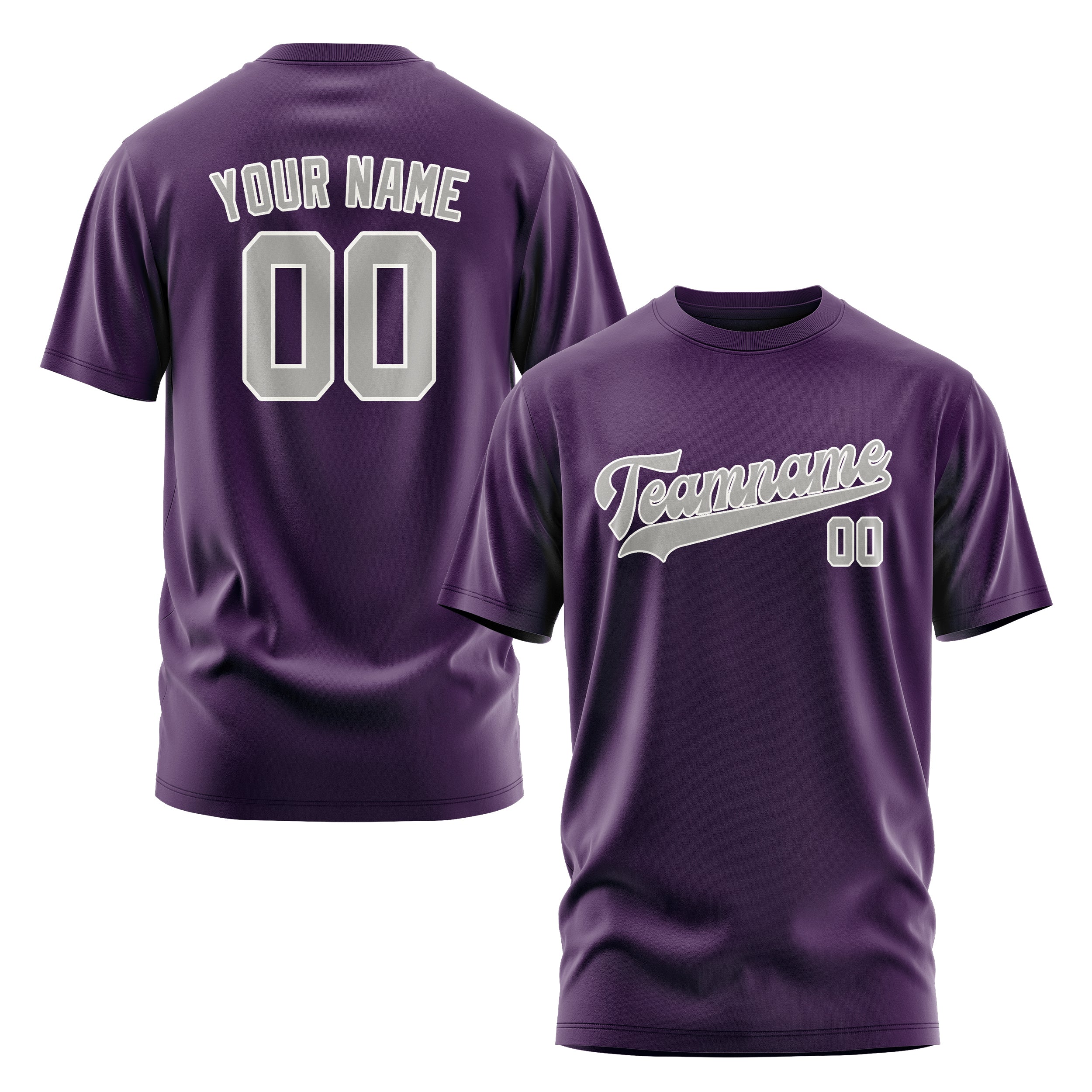 Maßgeschneidertes Lila Grau T-Shirt