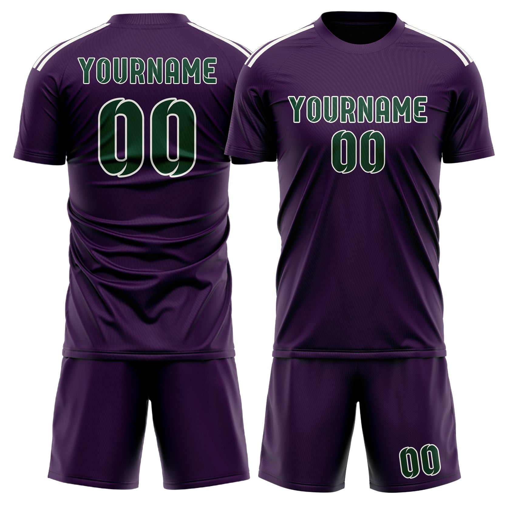 Maßgeschneidertes Professionelles Lila Moosgrün Fußballtrikot-Set