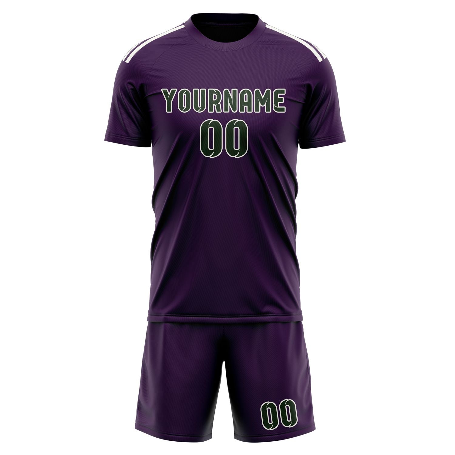 Maßgeschneidertes Professionelles Lila Tannengrün Fußballtrikot-Set