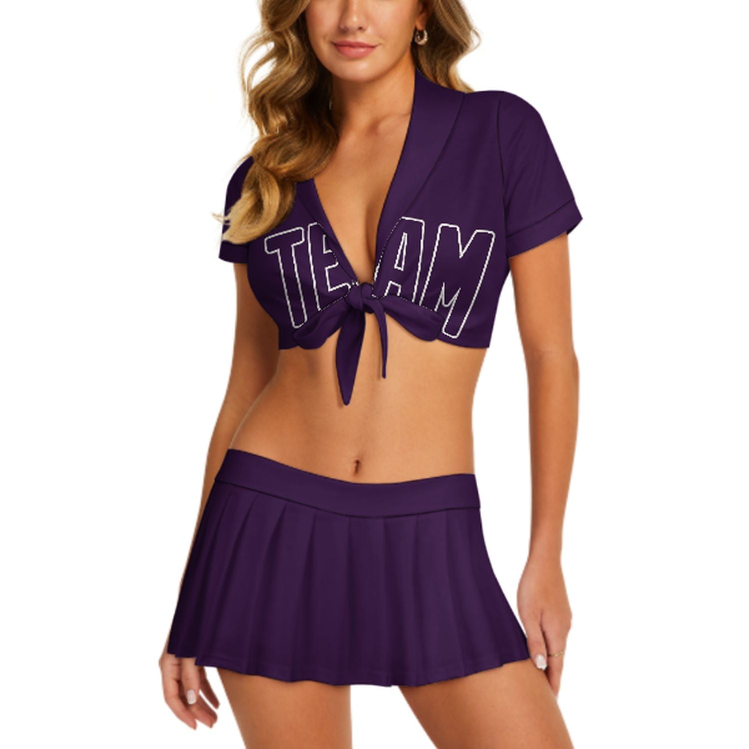 Maßgeschneidertes Lila Lila Cheerleader Outfit Set