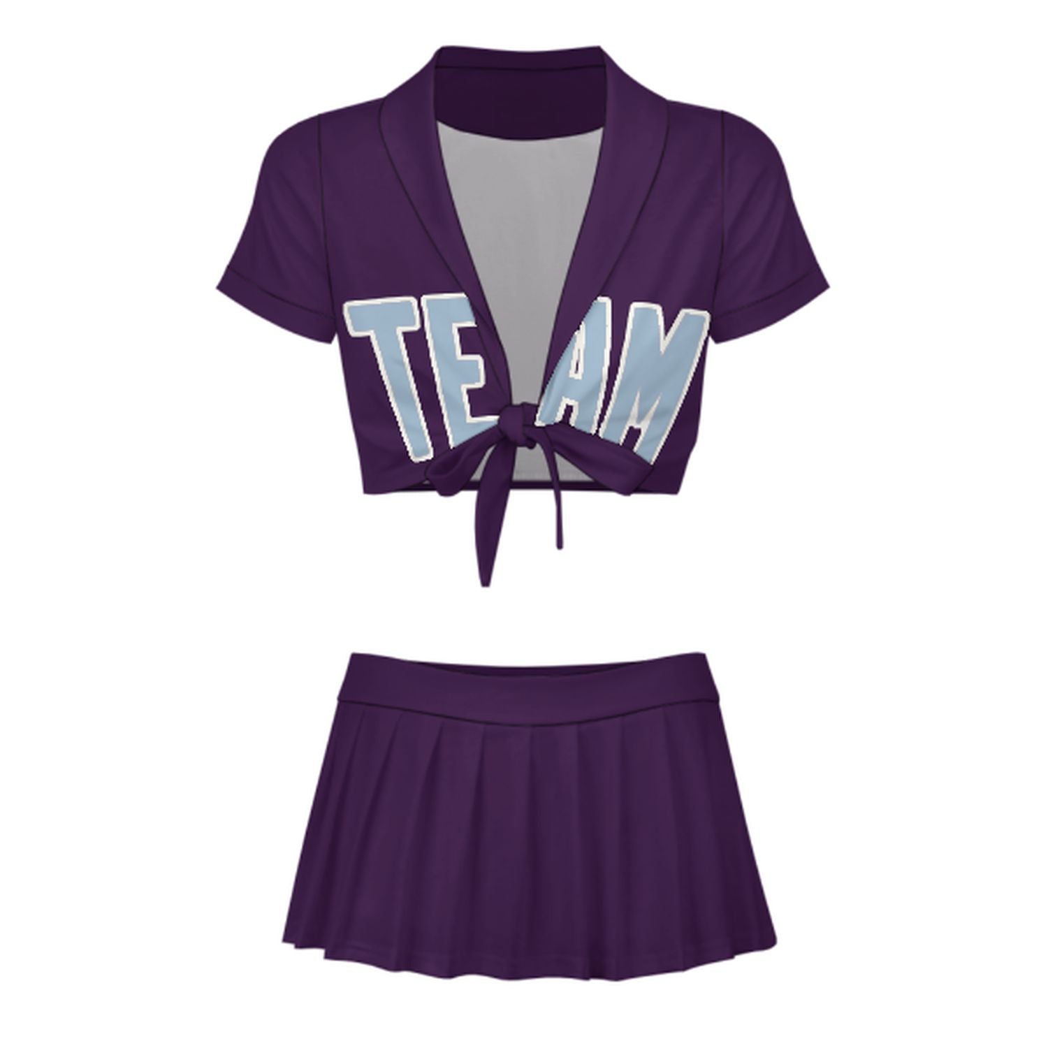 Maßgeschneidertes Lila Hellblau Cheerleader Outfit Set
