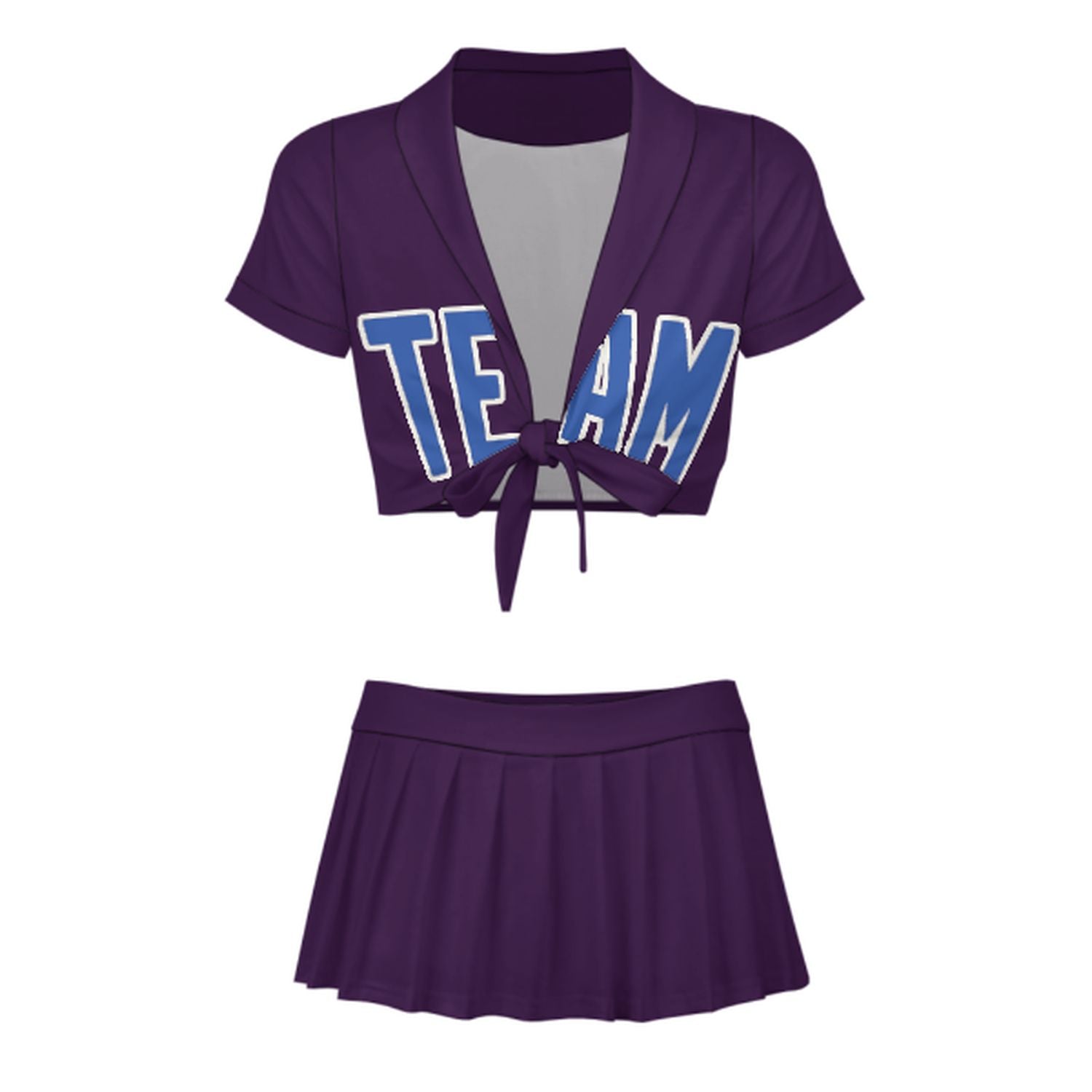 Maßgeschneidertes Lila Himmelblau Cheerleader Outfit Set