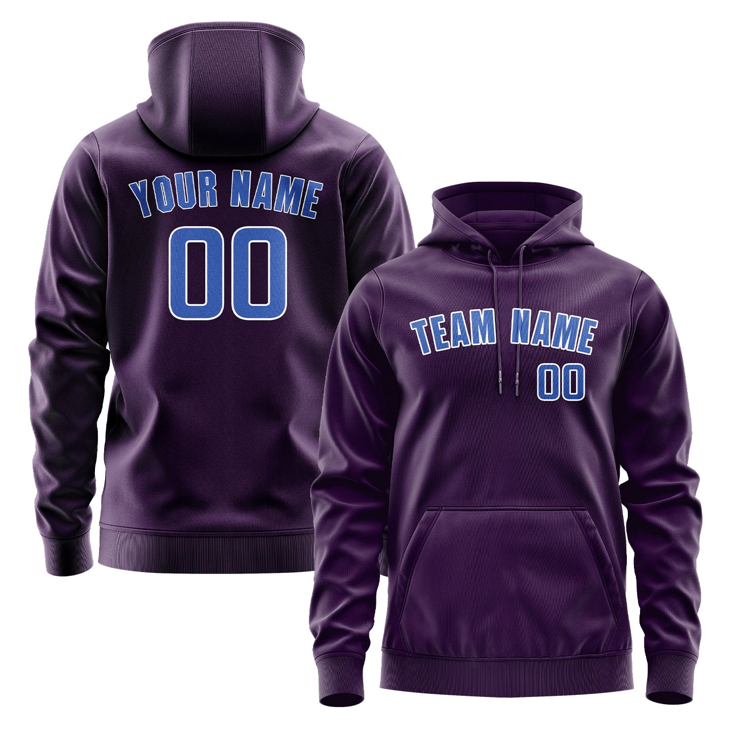 Maßgeschneidertes Lila Himmelblau Hoodie