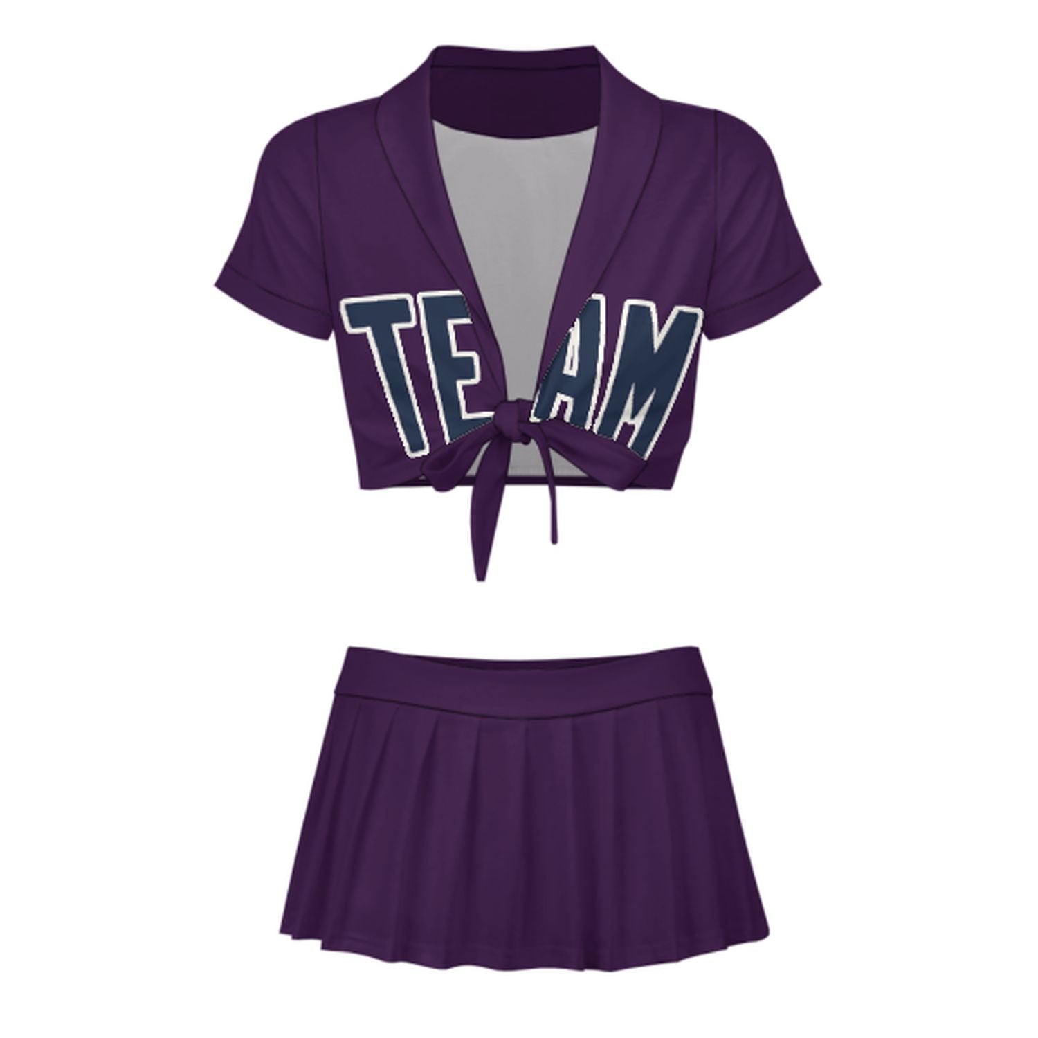 Maßgeschneidertes Lila Marineblau Cheerleader Outfit Set