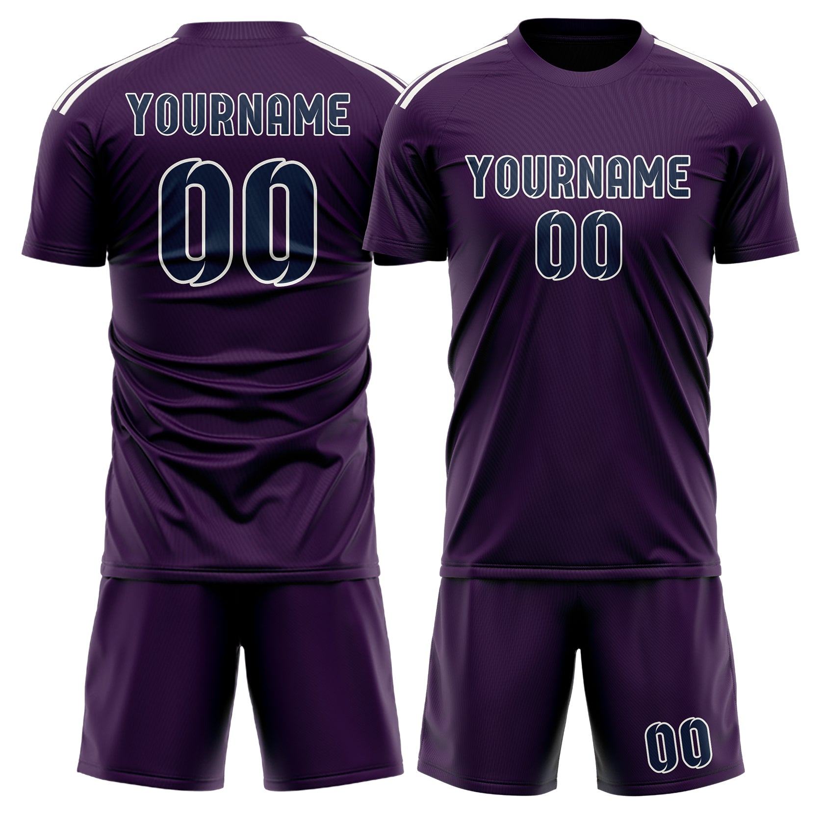 Maßgeschneidertes Professionelles Lila Marineblau Fußballtrikot-Set