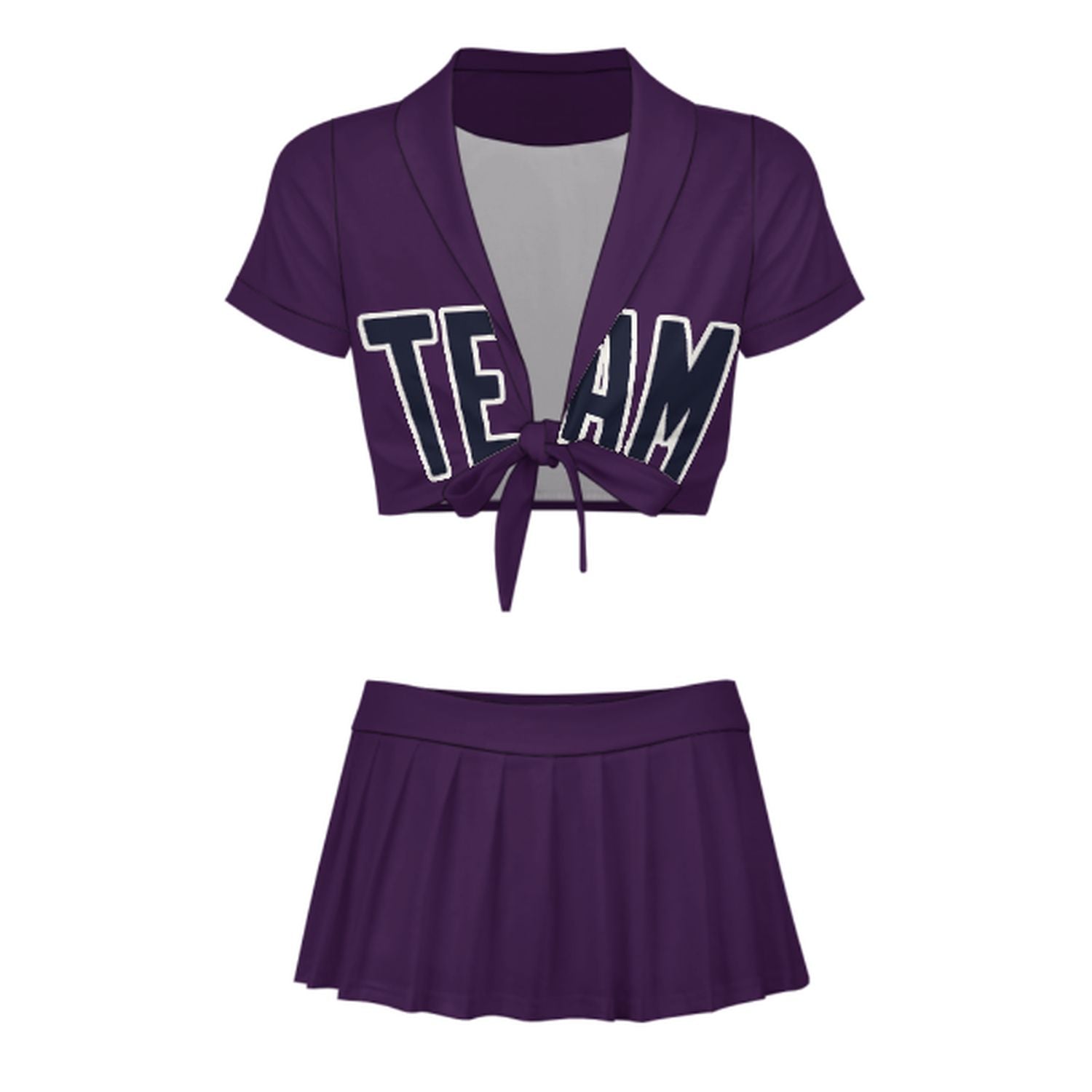 Maßgeschneidertes Lila Stahlblau Cheerleader Outfit Set