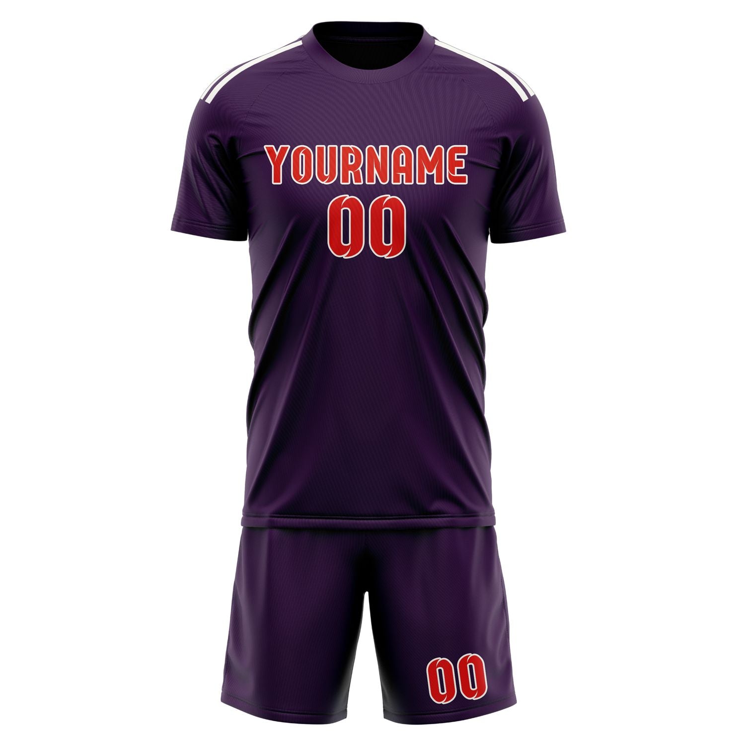 Maßgeschneidertes Professionelles Lila Orangerot Fußballtrikot-Set