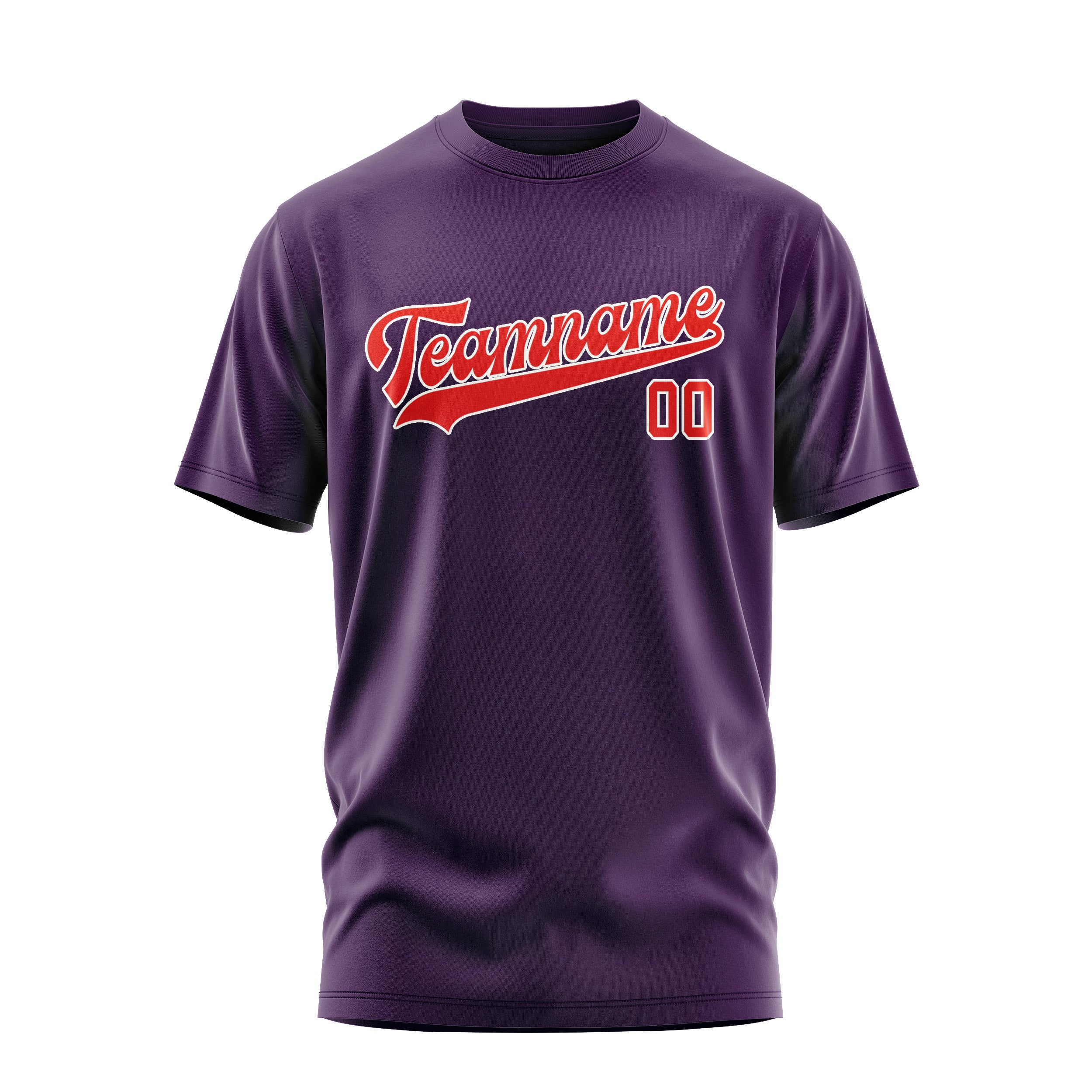 Maßgeschneidertes Lila Orangerot T-Shirt