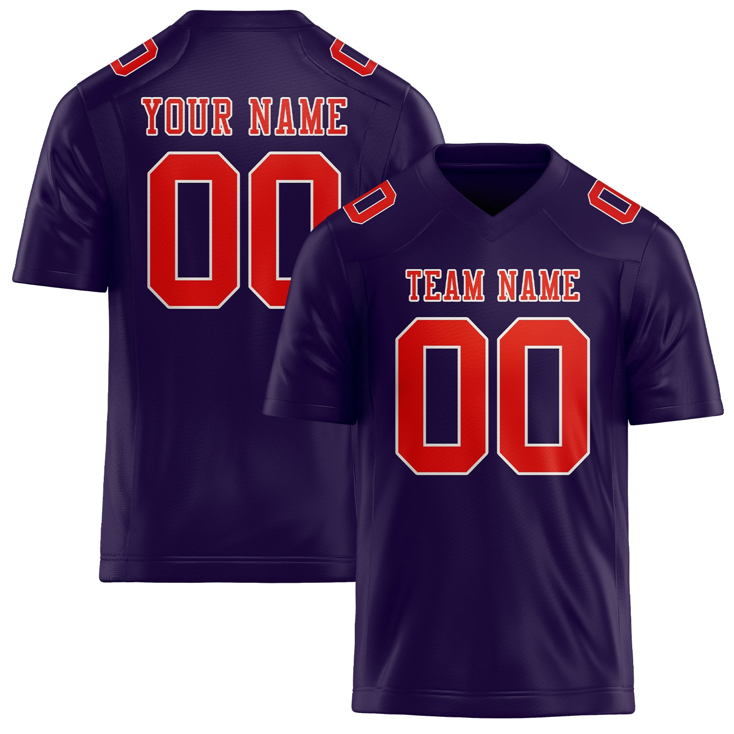 Maßgeschneidertes Professionelles Lila Orangerot Rugbytrikot