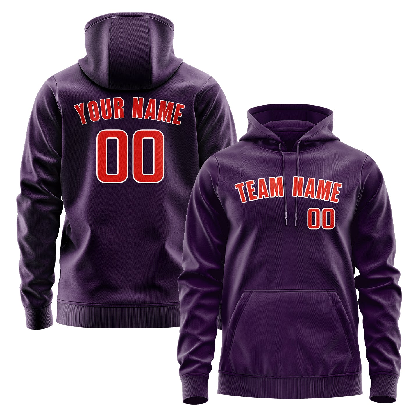 Maßgeschneidertes Lila Orangerot Hoodie
