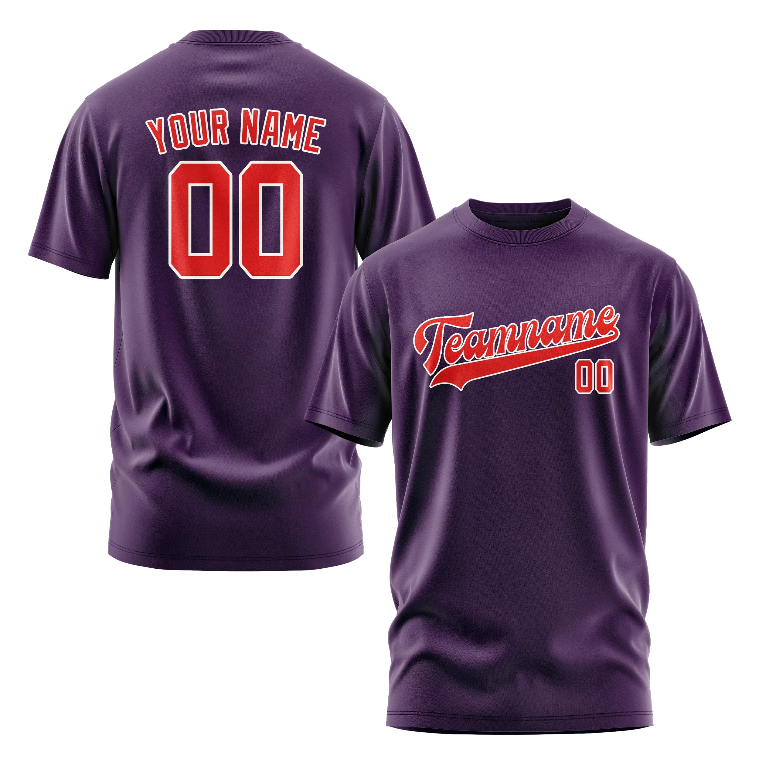 Maßgeschneidertes Lila Orangerot T-Shirt