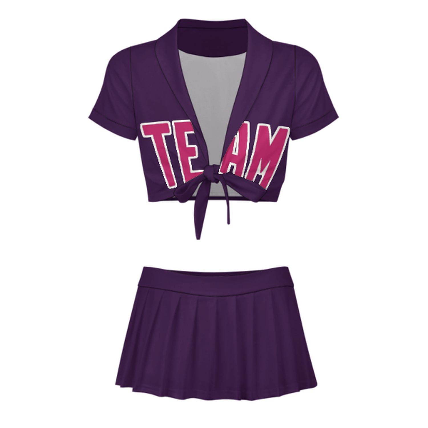 Maßgeschneidertes Lila Rosarot Cheerleader Outfit Set