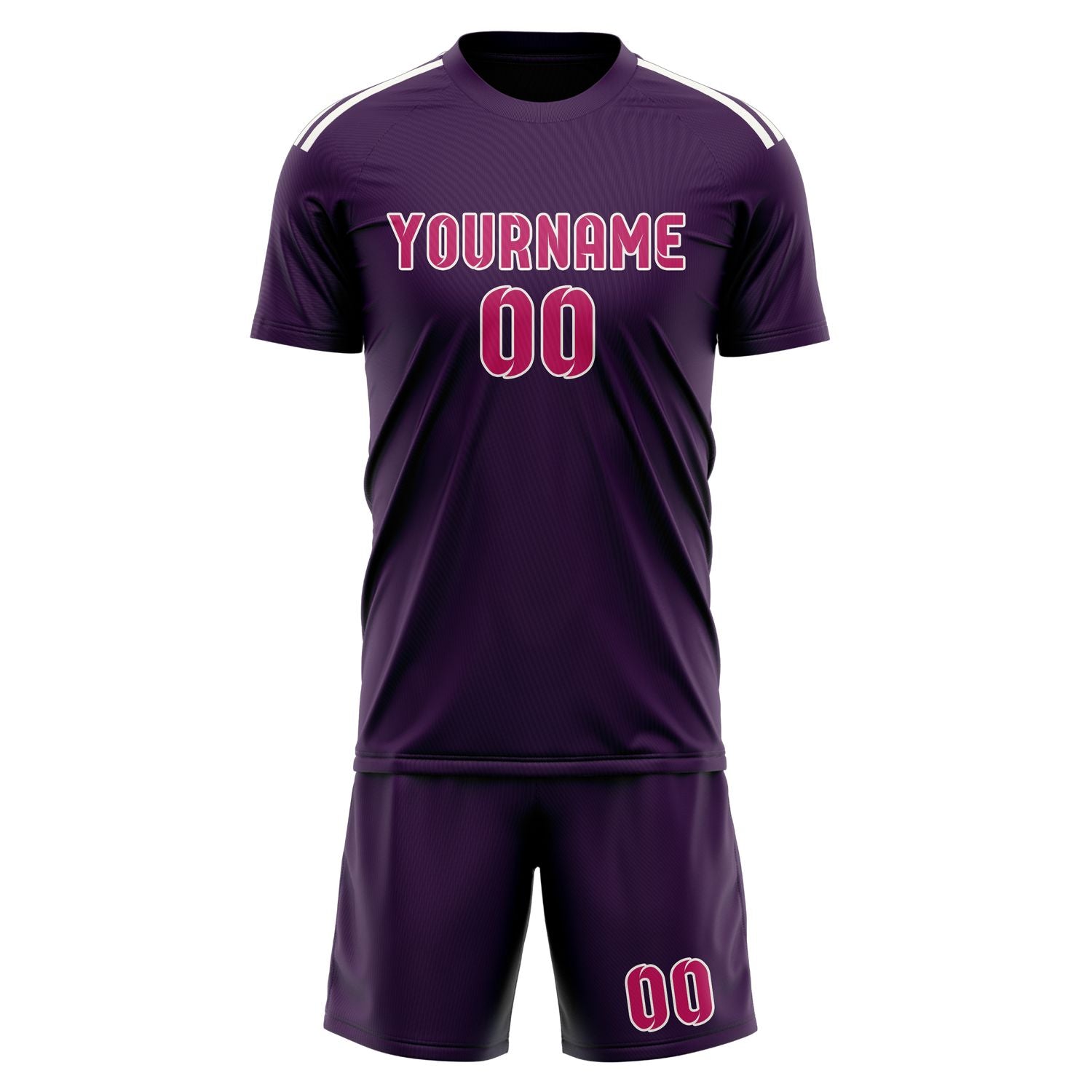 Maßgeschneidertes Professionelles Lila Rosarot Fußballtrikot-Set