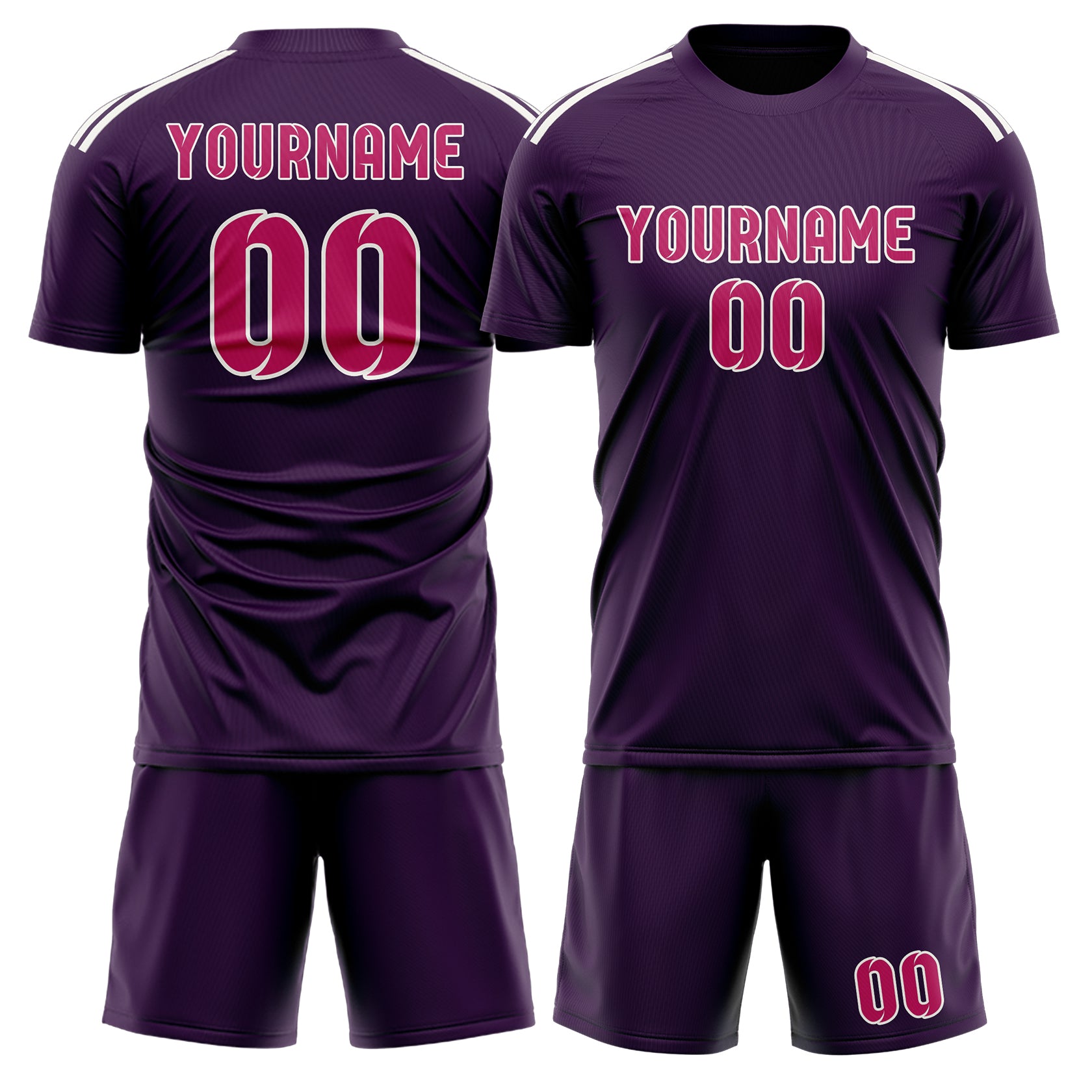 Maßgeschneidertes Professionelles Lila Rosarot Fußballtrikot-Set
