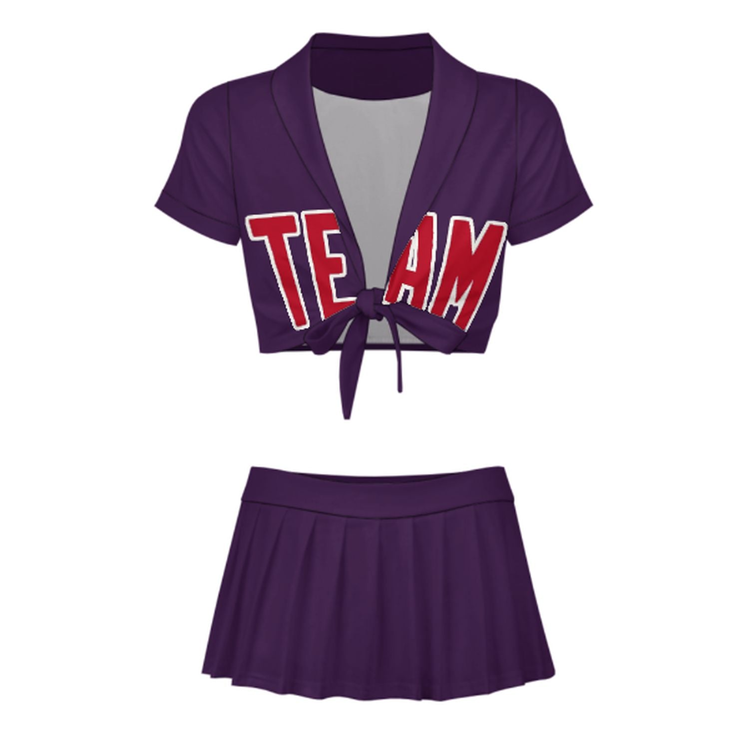 Maßgeschneidertes Lila Rot Cheerleader Outfit Set