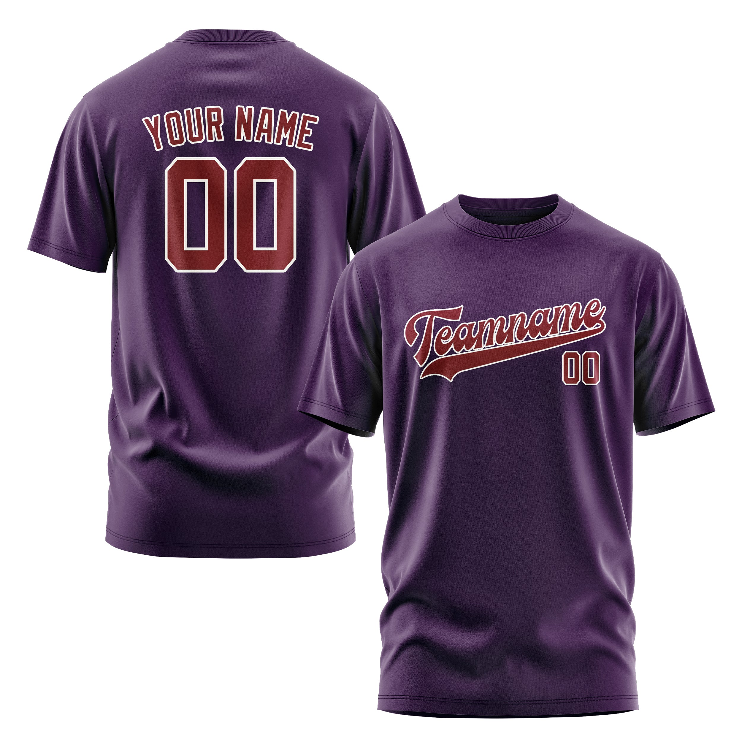 Maßgeschneidertes Lila Karmesinrot T-Shirt