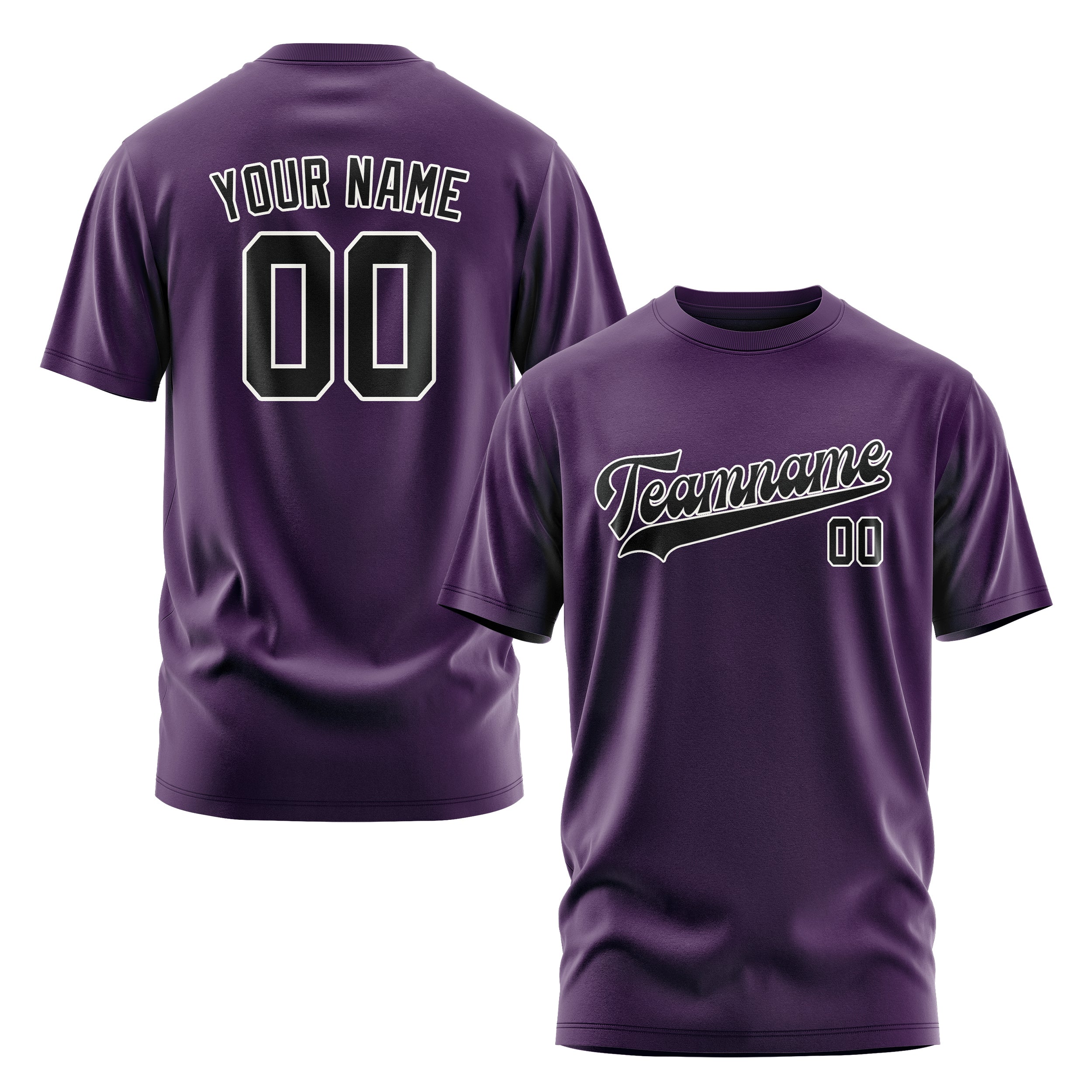Maßgeschneidertes Lila Schwarz T-Shirt