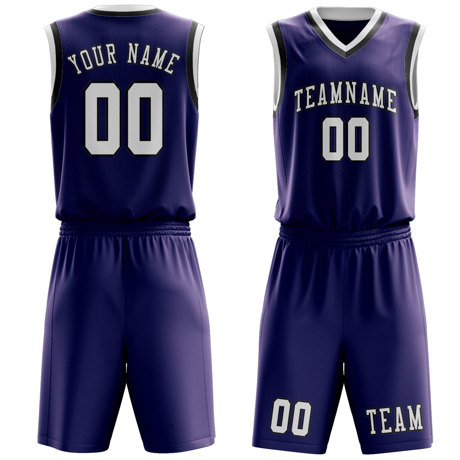 Benutzerdefiniertes Professionelles Lila Weiß Basketballtrikot-Set